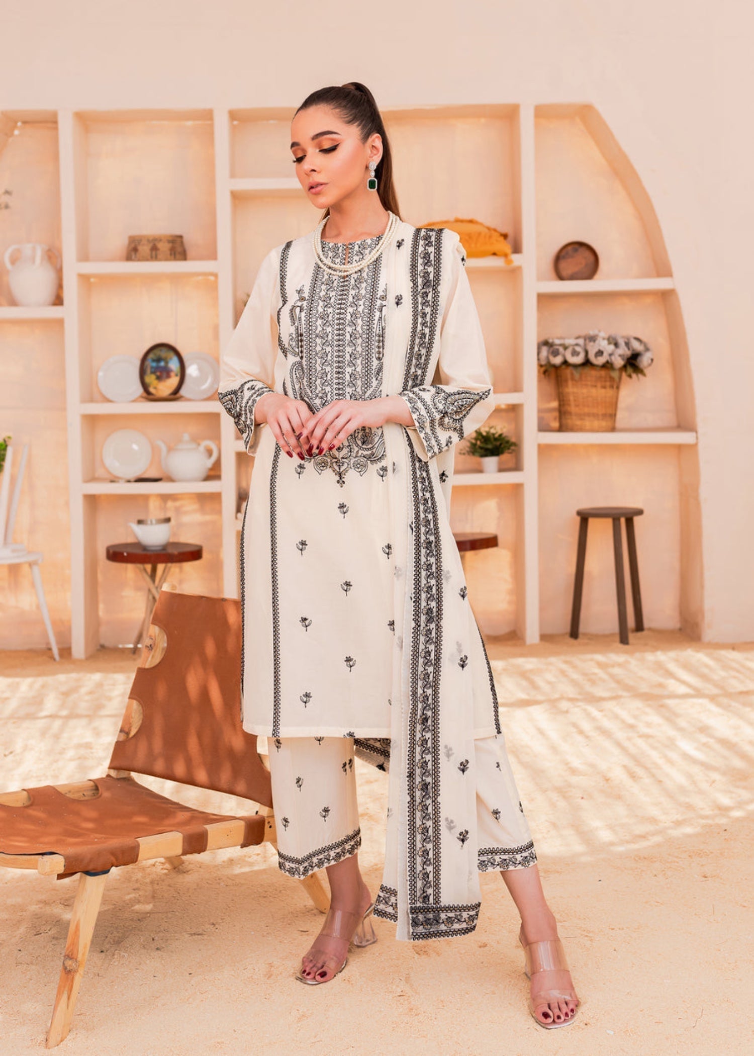 The Turkish Wear White Monochrome Set Women 3pcs