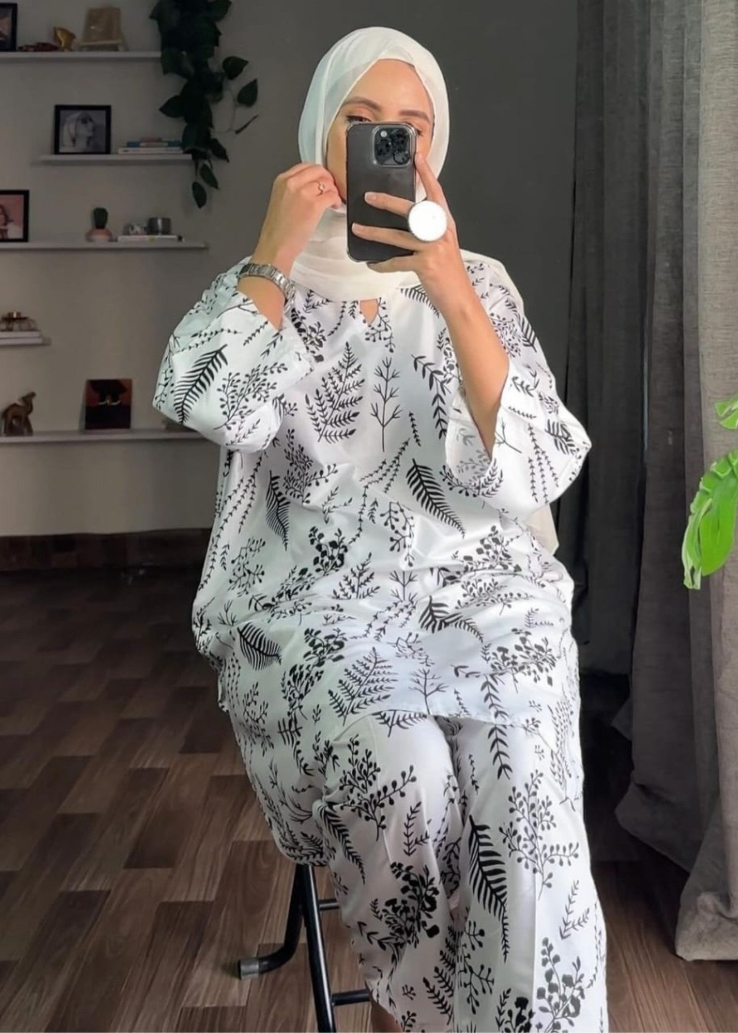 Gulposh FLORAL LEAF (STITCHED ) WHITE Women 2pcs