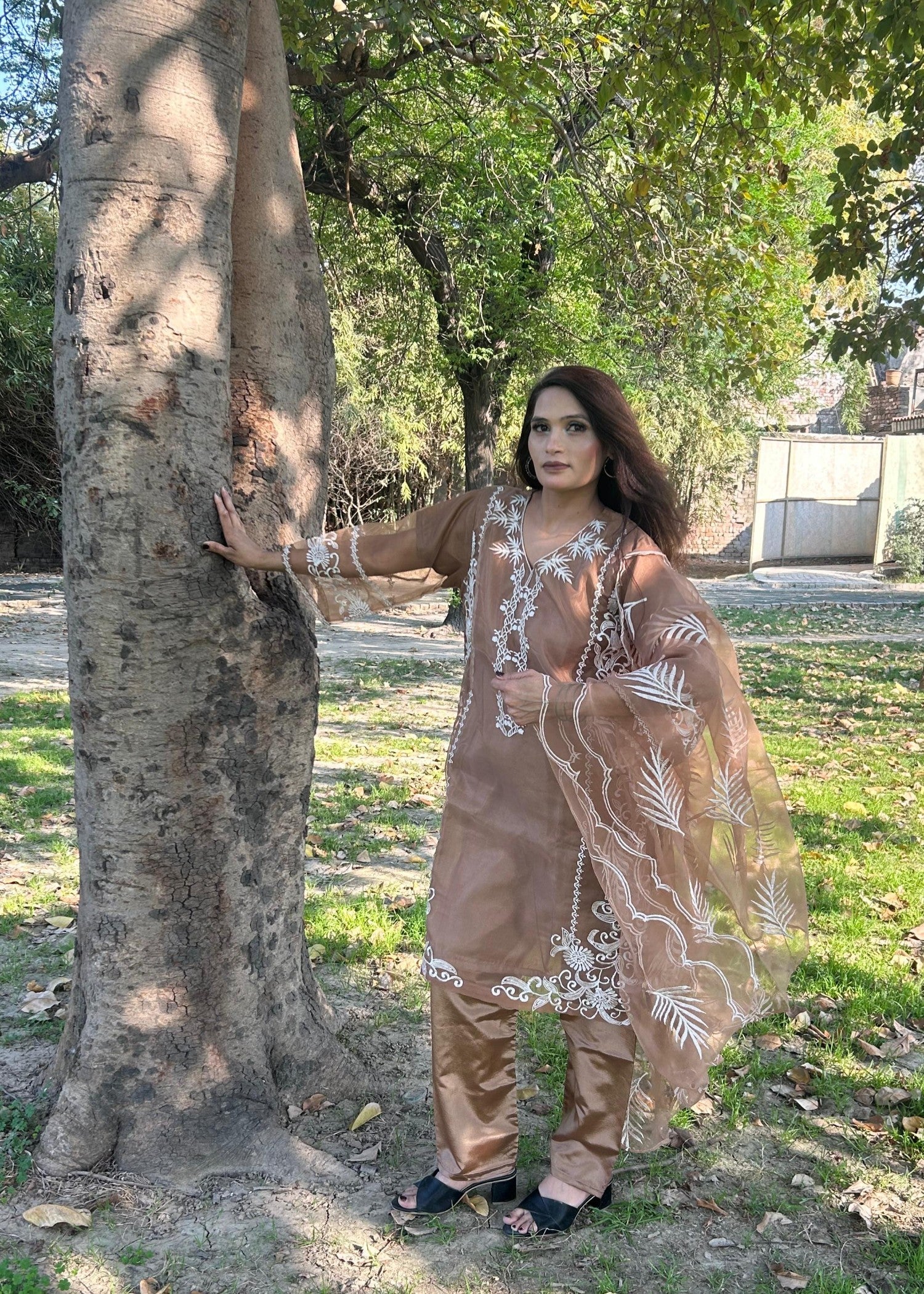 Sabahaats " Organza Dress Set: Graceful, Luxe, and Perfect for Every Occasion" Women 3pcs