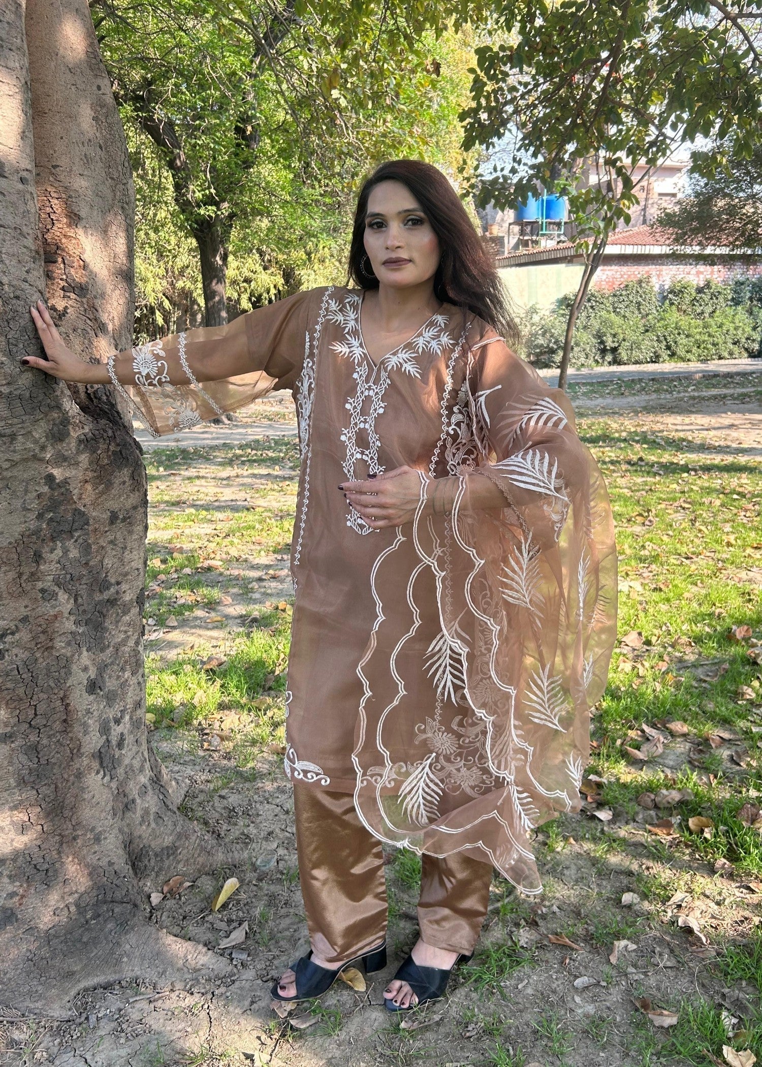 Sabahaats " Organza Dress Set: Graceful, Luxe, and Perfect for Every Occasion" Women 3pcs