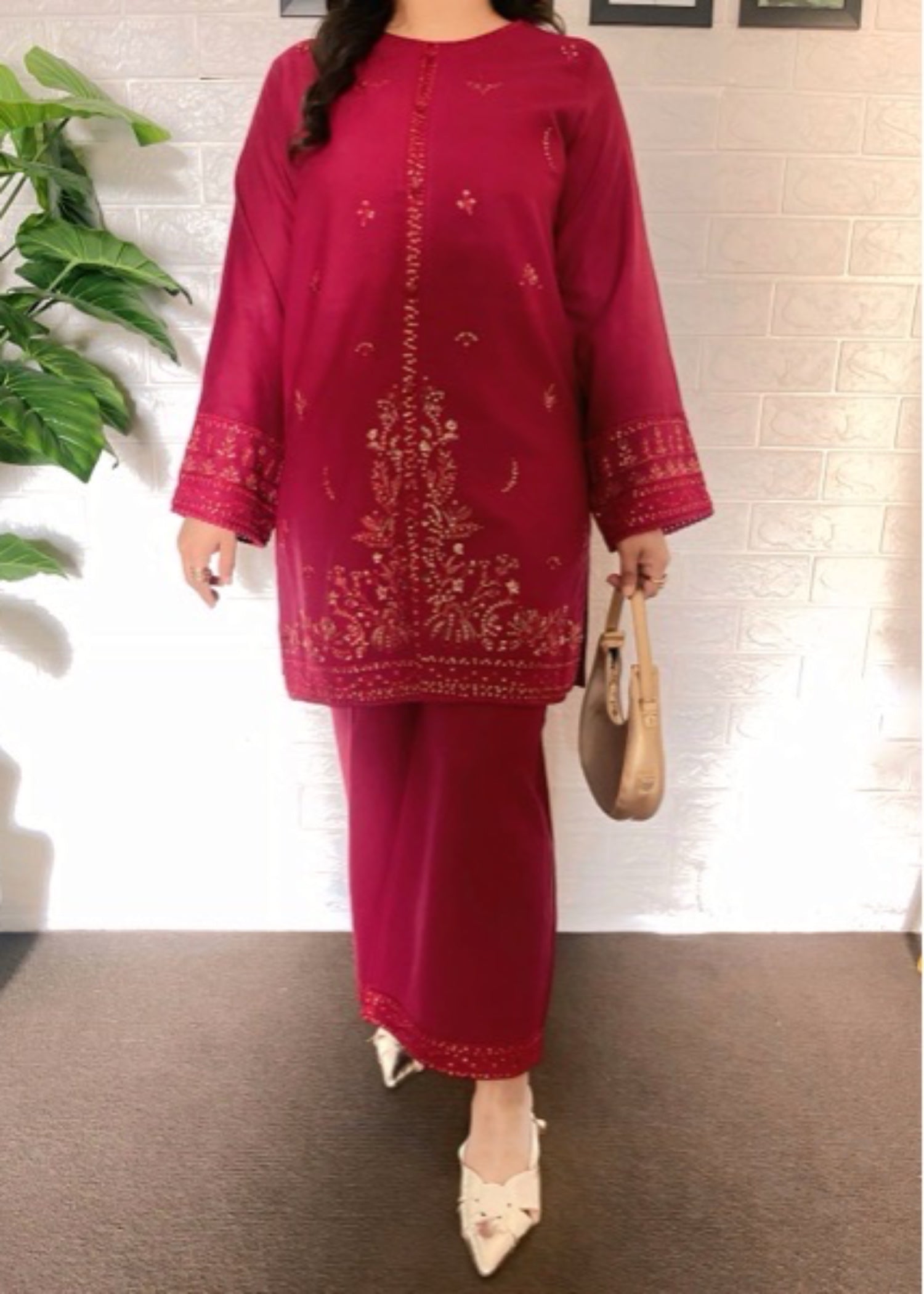 The Turkish Wear Sea Shell Maroon Women 2pcs