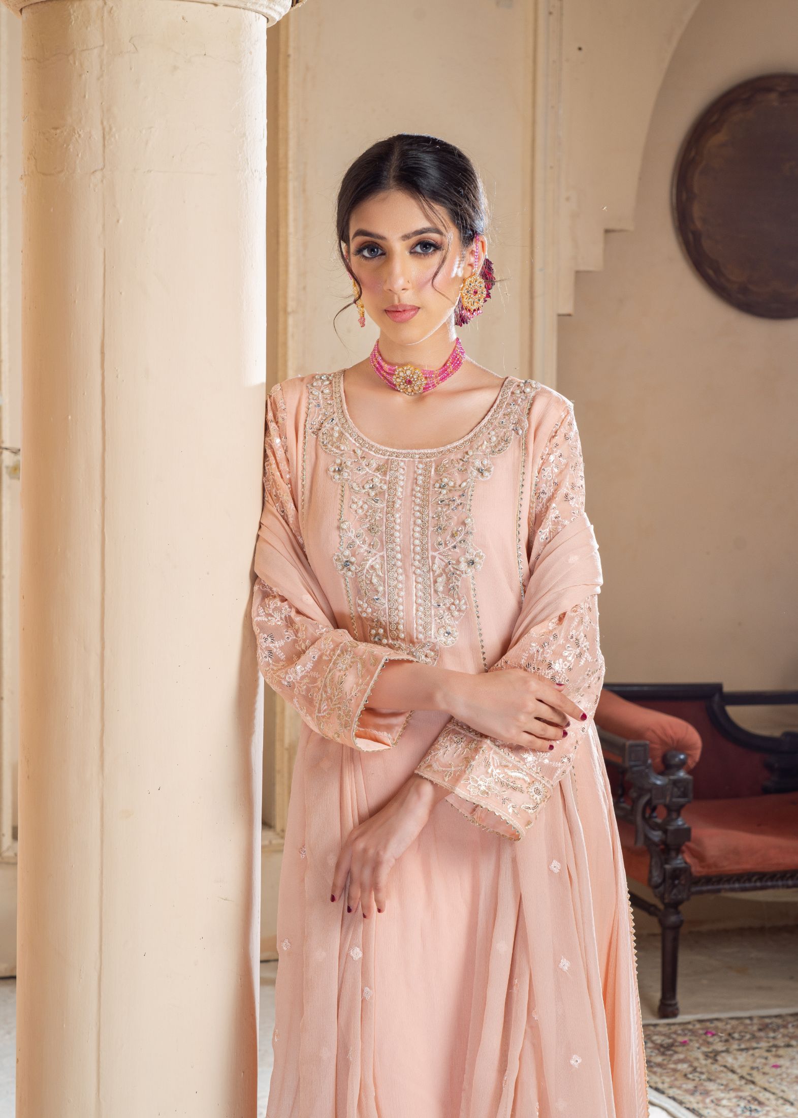 Alsiyab Raani Peach Women 3pcs