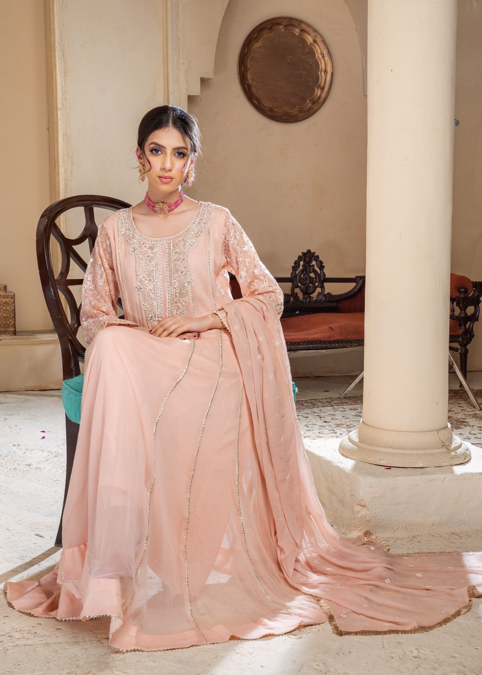 Alsiyab Raani Peach Women 3pcs