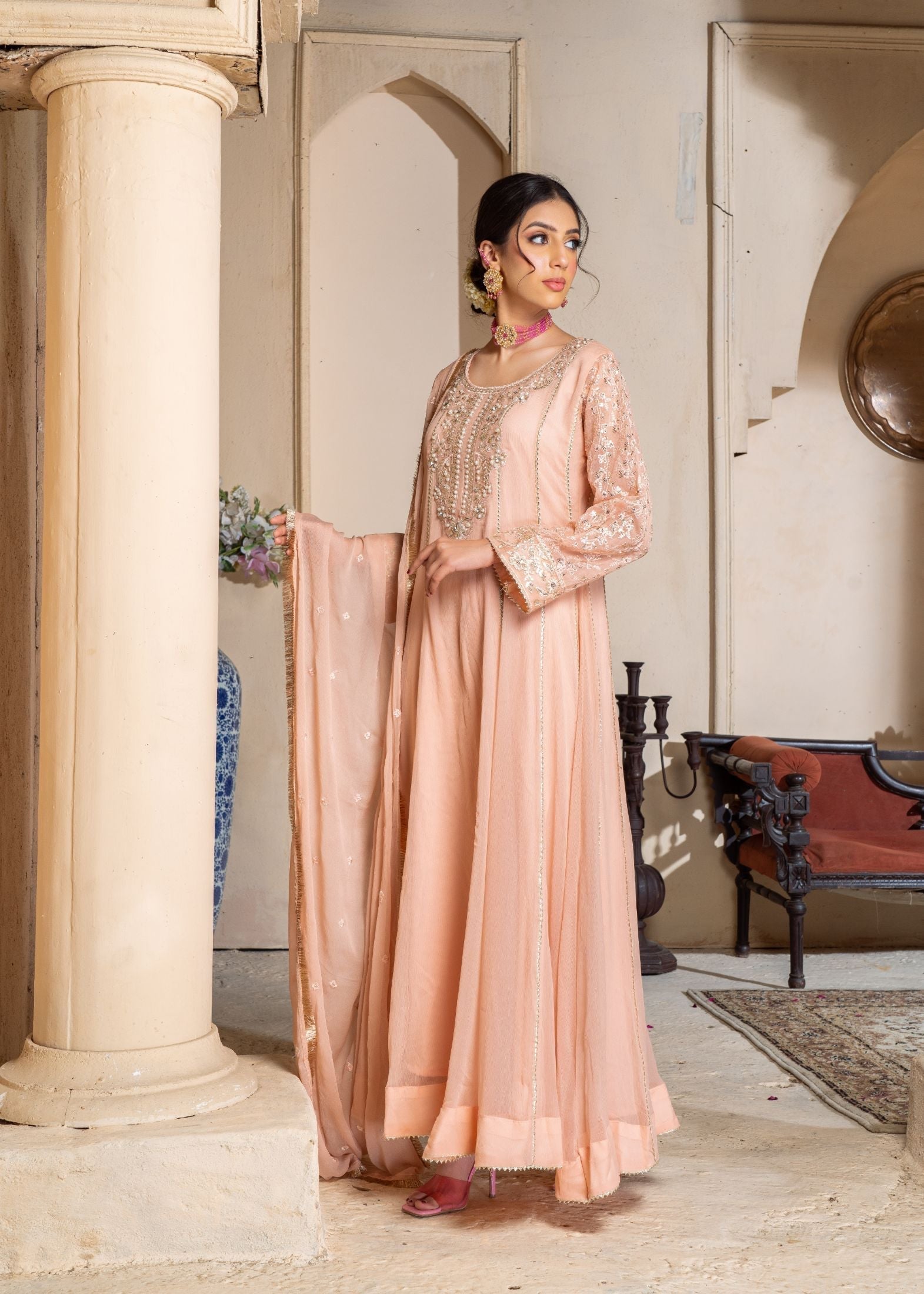 Alsiyab Raani Peach Women 3pcs