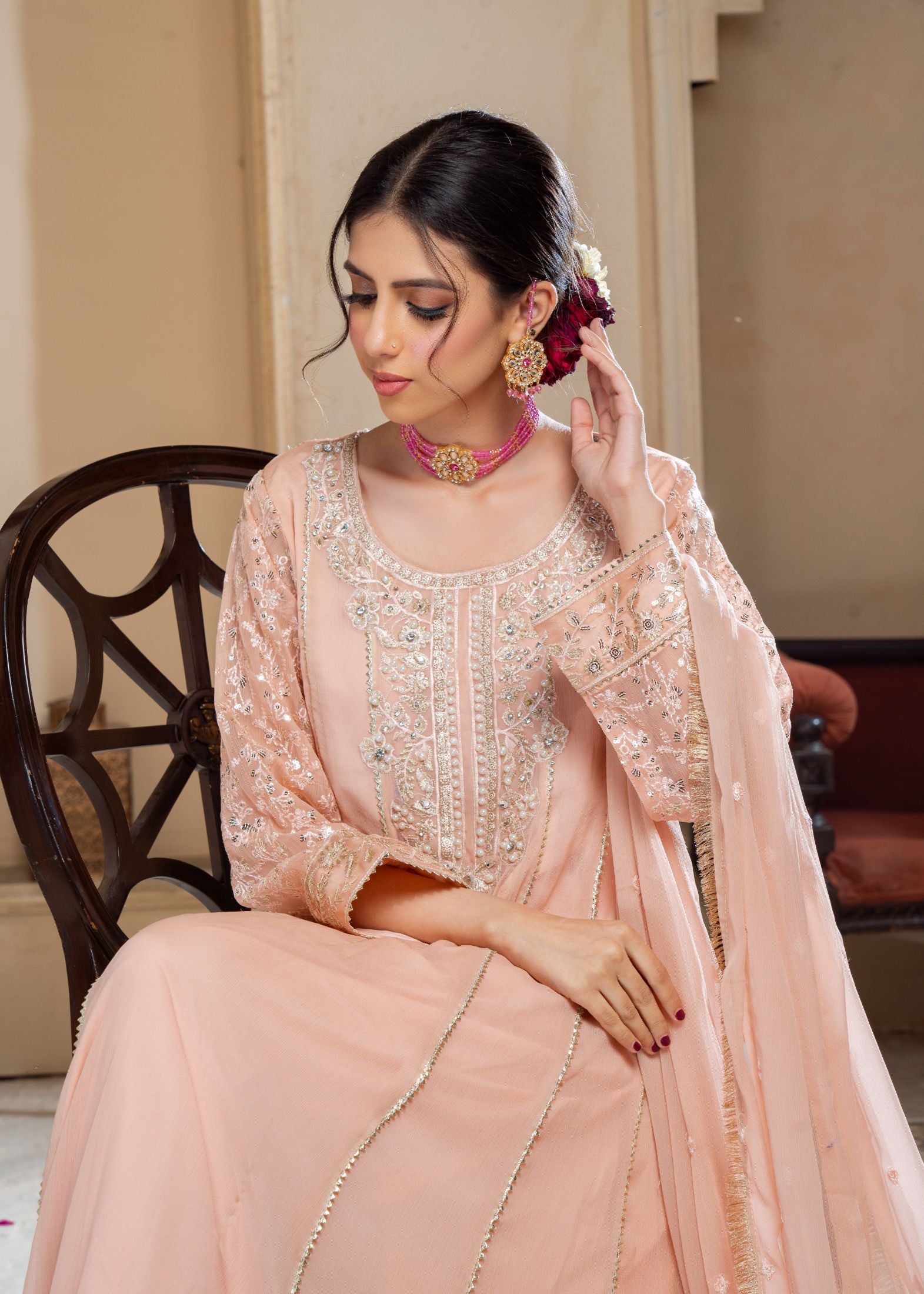 Alsiyab Raani Peach Women 3pcs