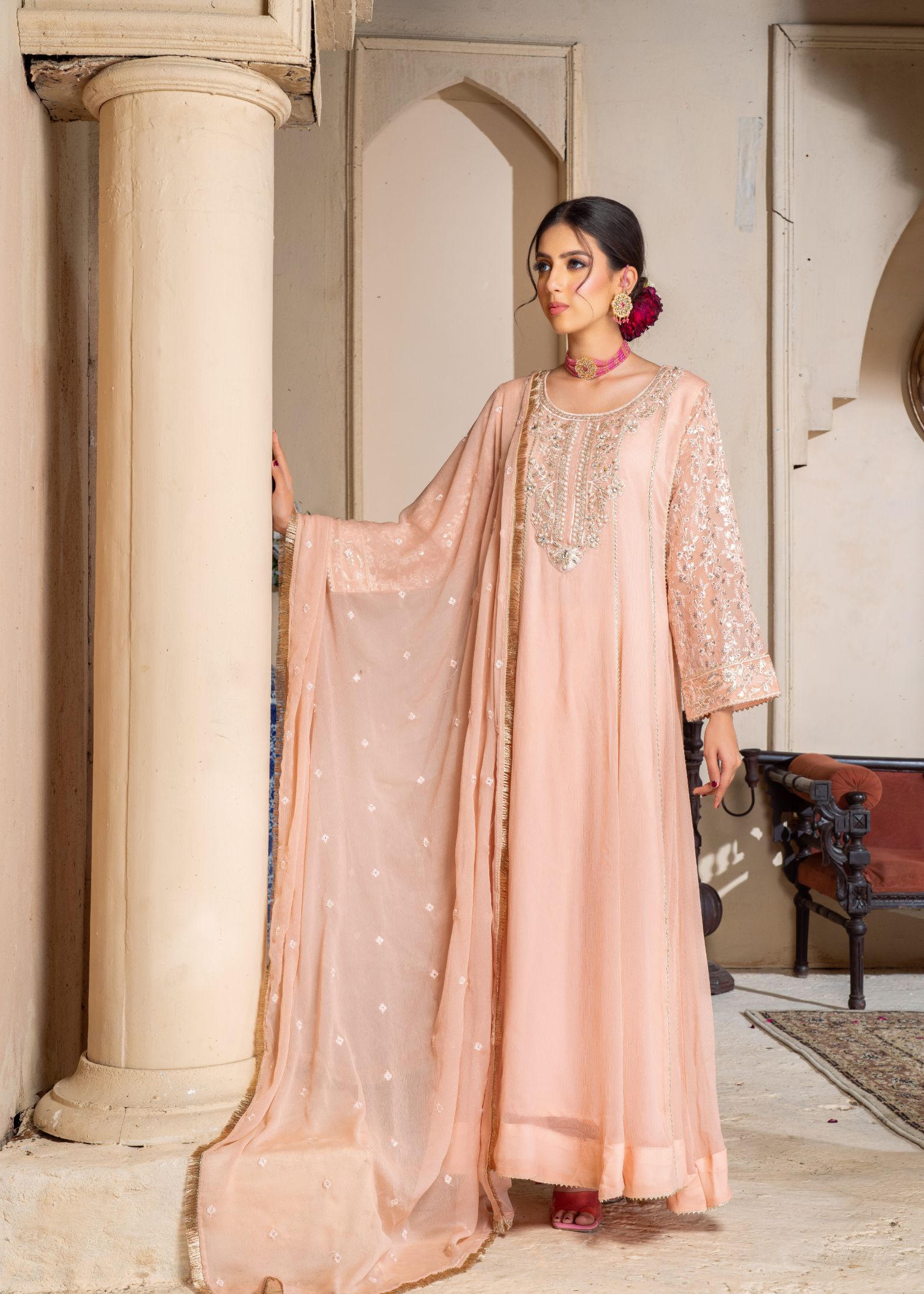 Alsiyab Raani Peach Women 3pcs
