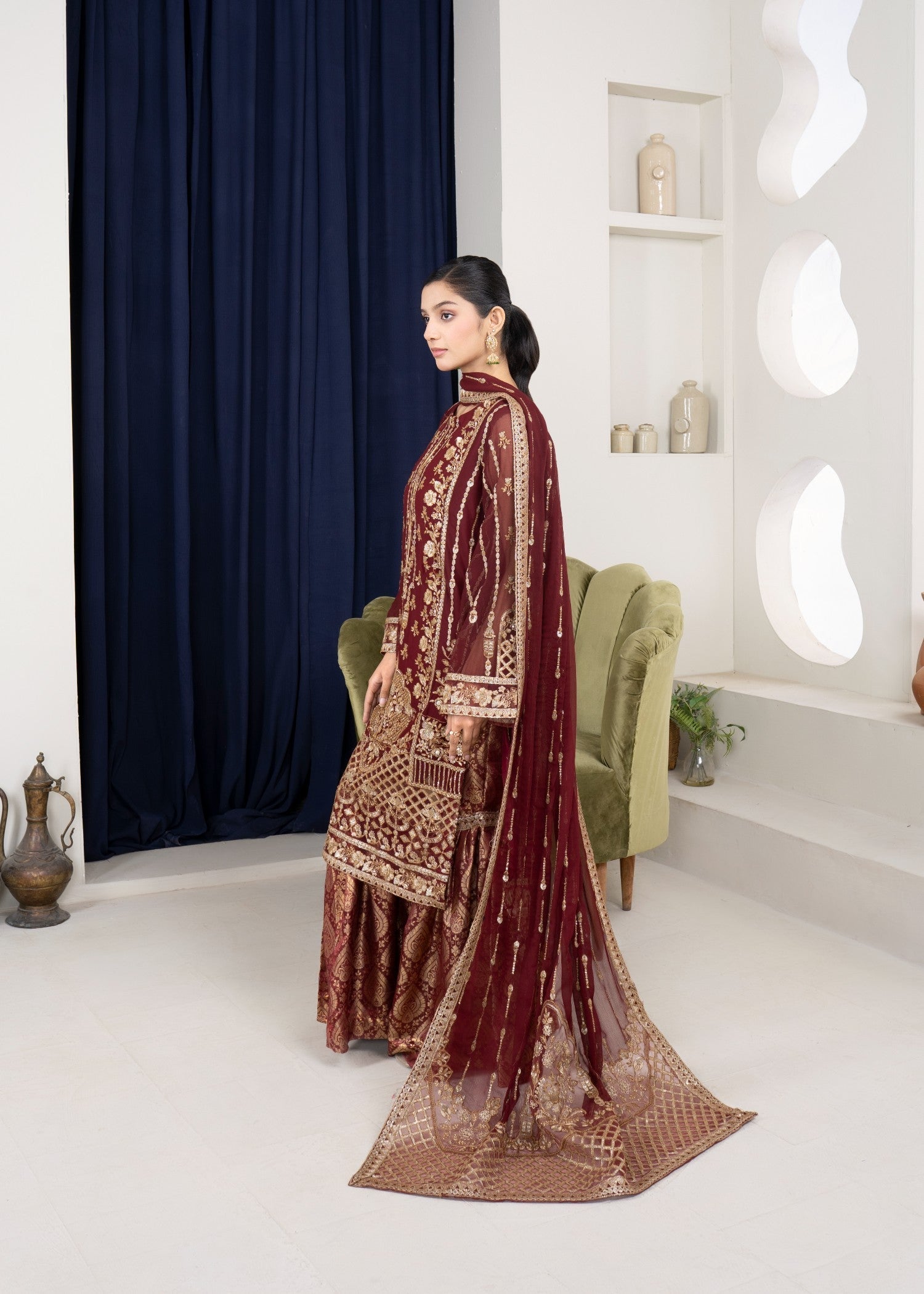 Noor Asiya Surmei Mehroon Women 3pcs