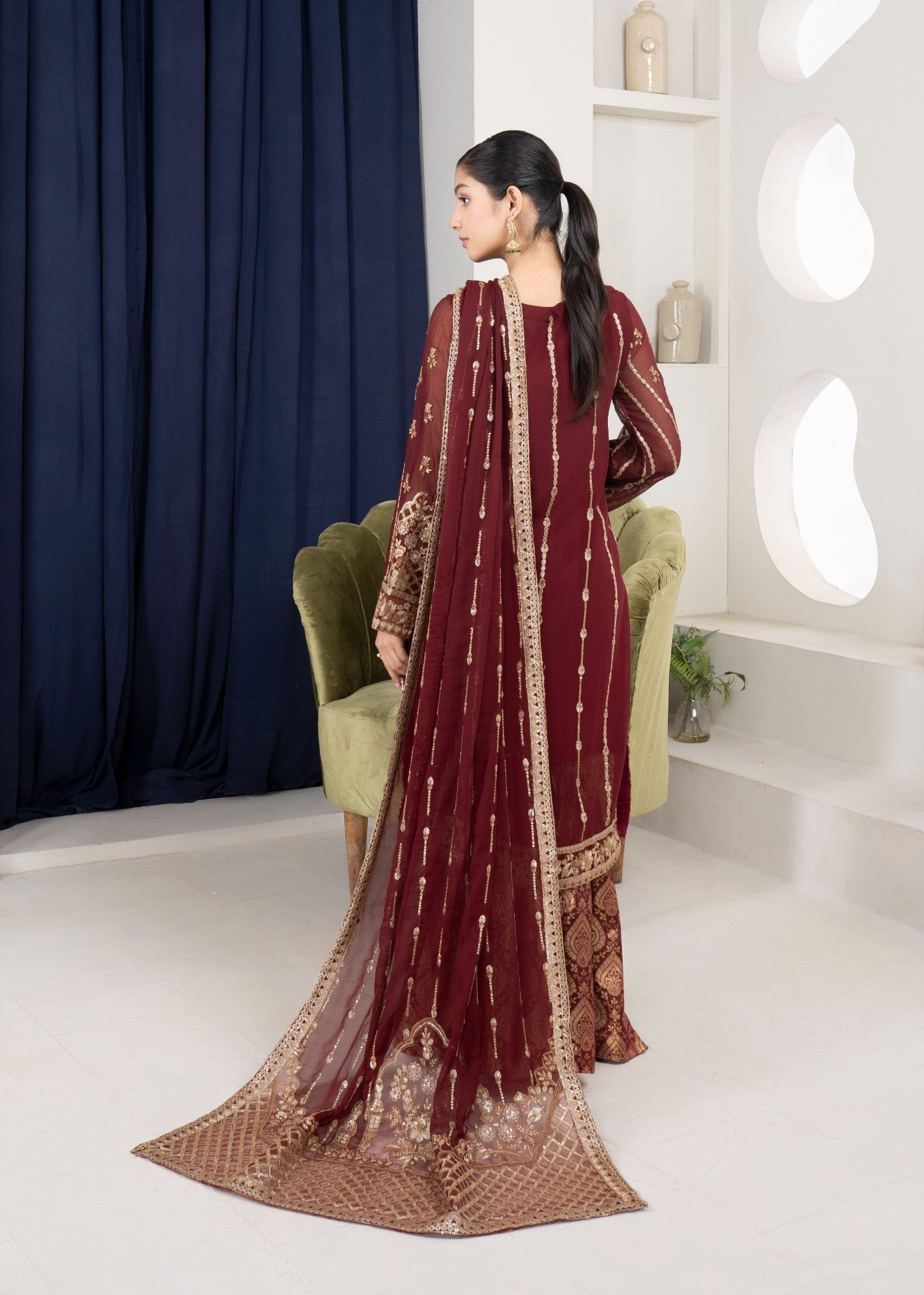 Noor Asiya Surmei Mehroon Women 3pcs