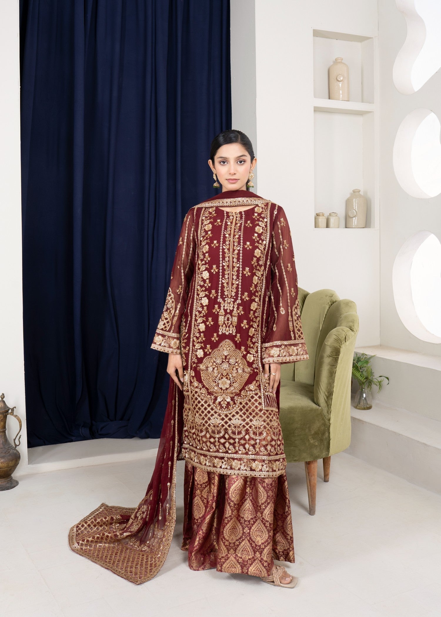 Noor Asiya Surmei Mehroon Women 3pcs