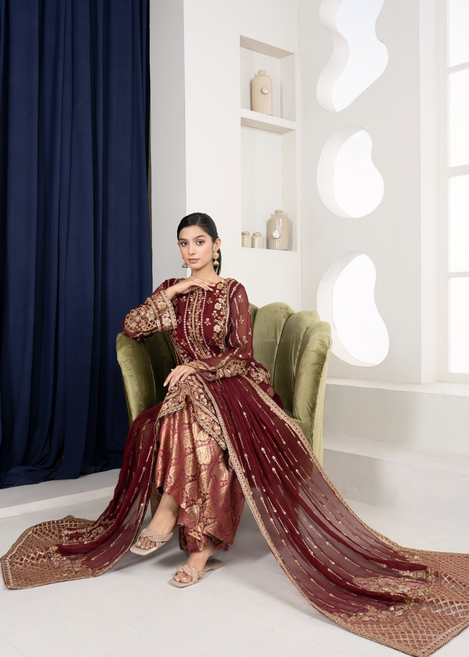 Noor Asiya Surmei Mehroon Women 3pcs