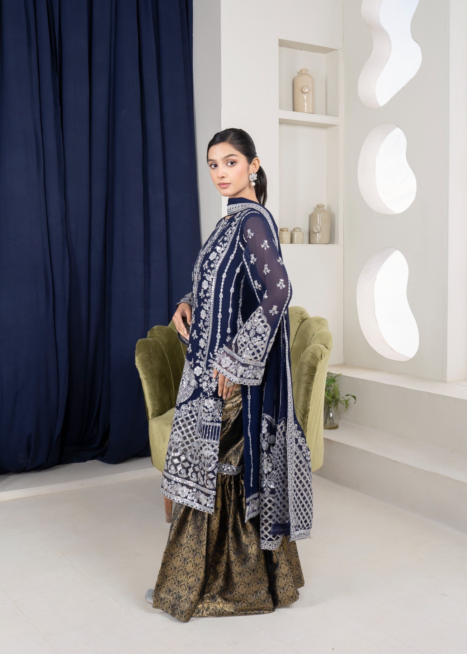 Noor Asiya Surmei Navy Blue Women 3pcs