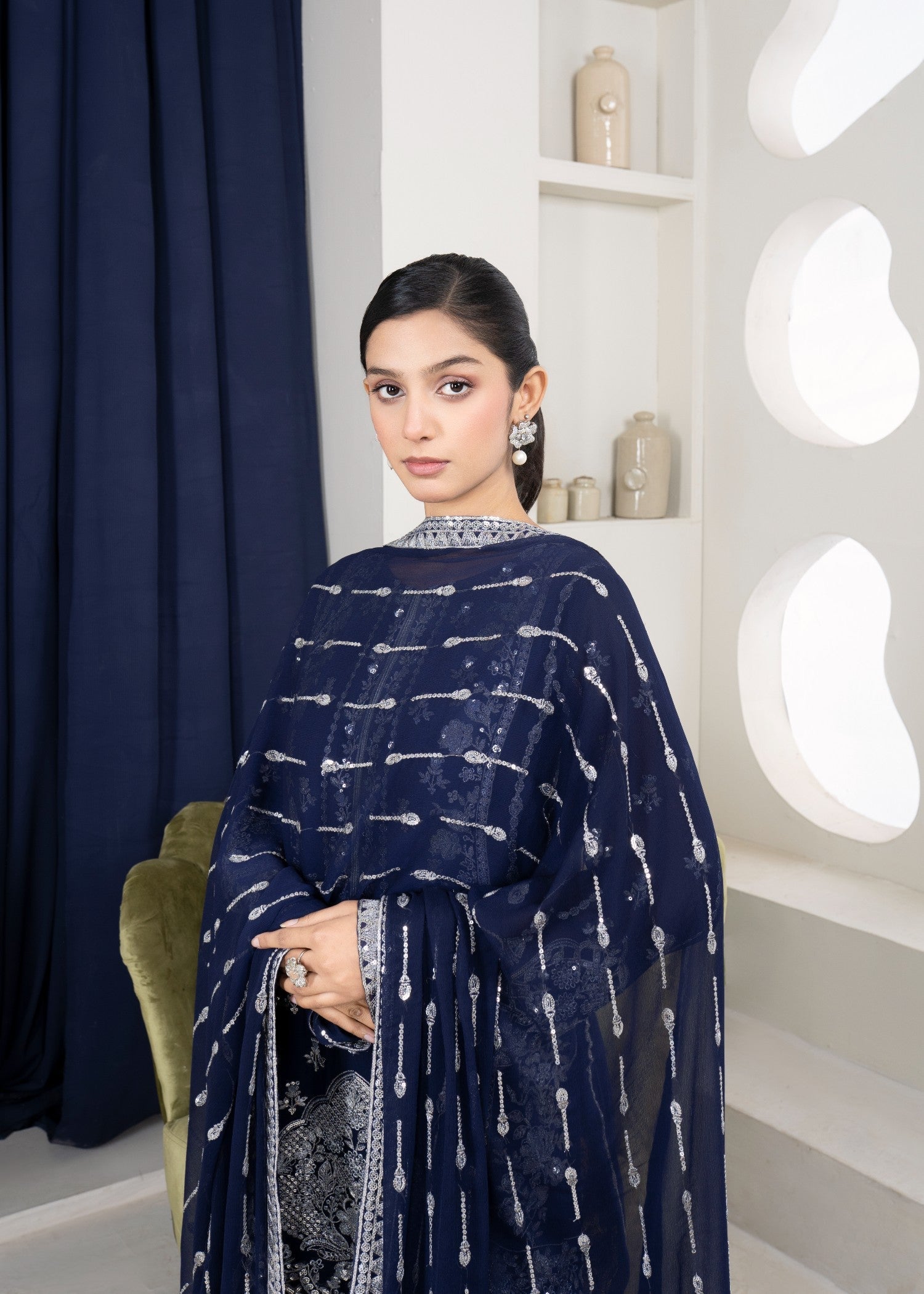 Noor Asiya Surmei Navy Blue Women 3pcs