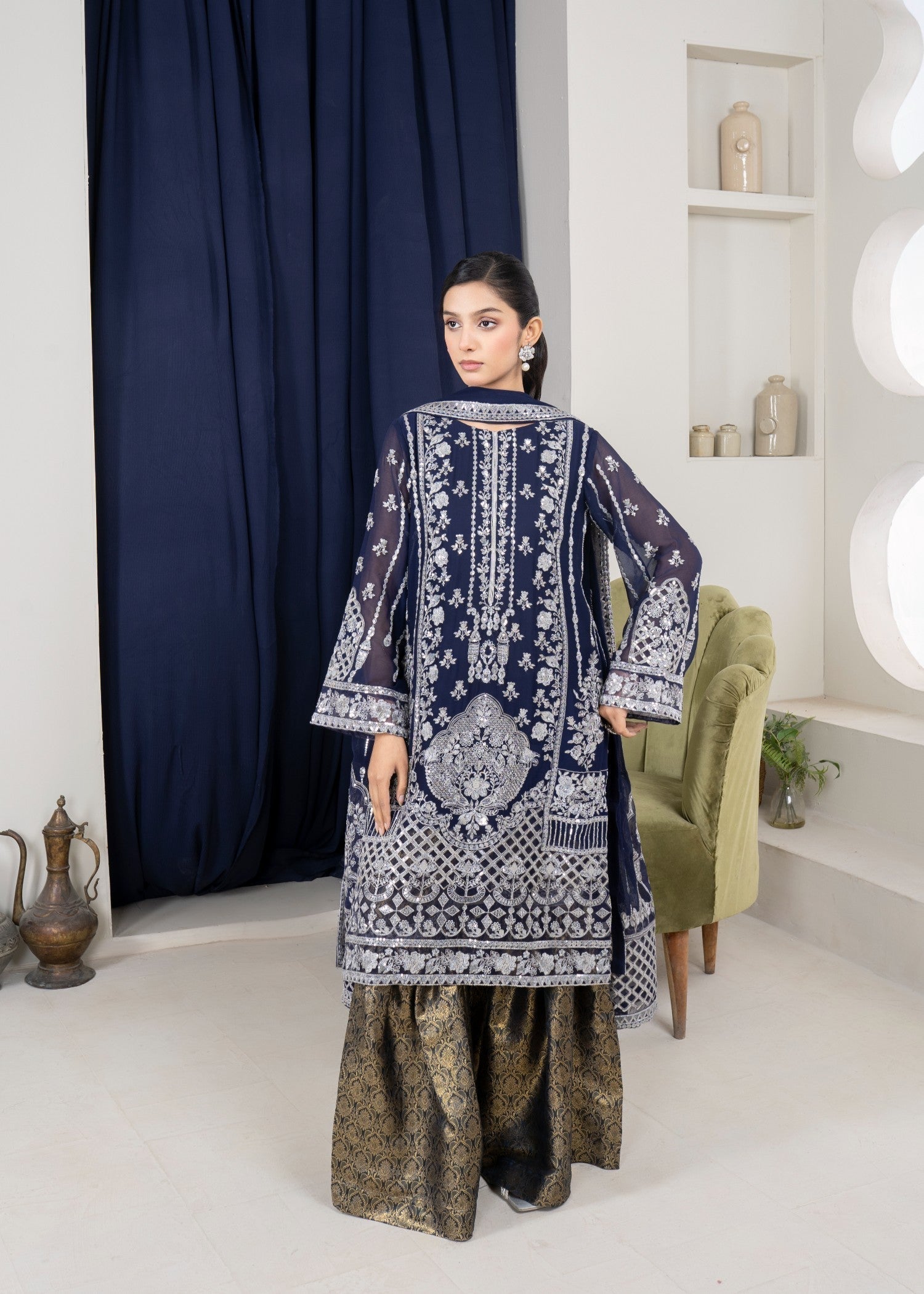 Noor Asiya Surmei Navy Blue Women 3pcs