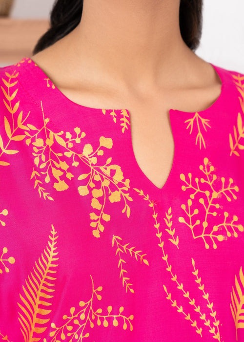 Gulposh FLORAL LEAF (STITCHED ) Pink Women 2pcs