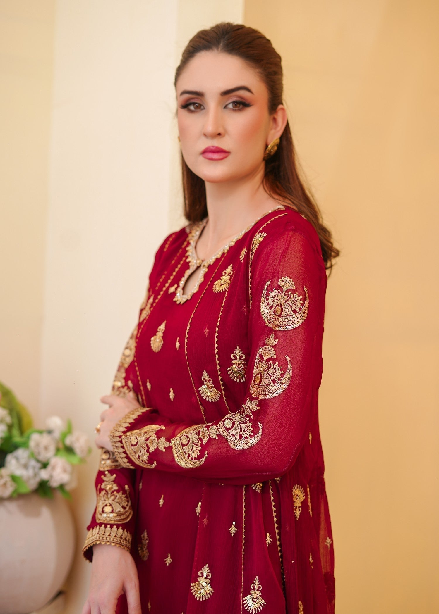 Ayesha Closet Surtaal Maroon Women 3pcs