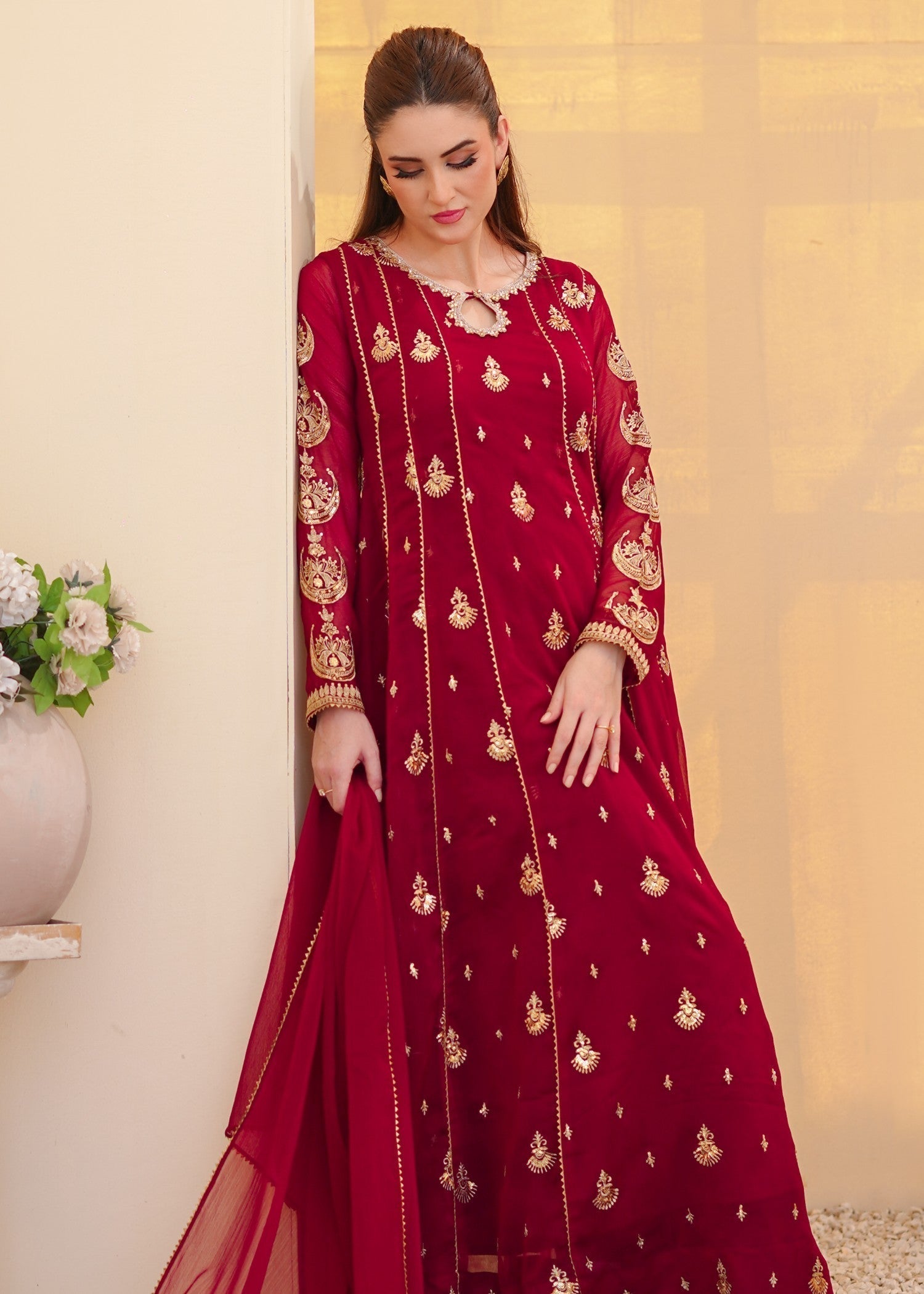 Ayesha Closet Surtaal Maroon Women 3pcs