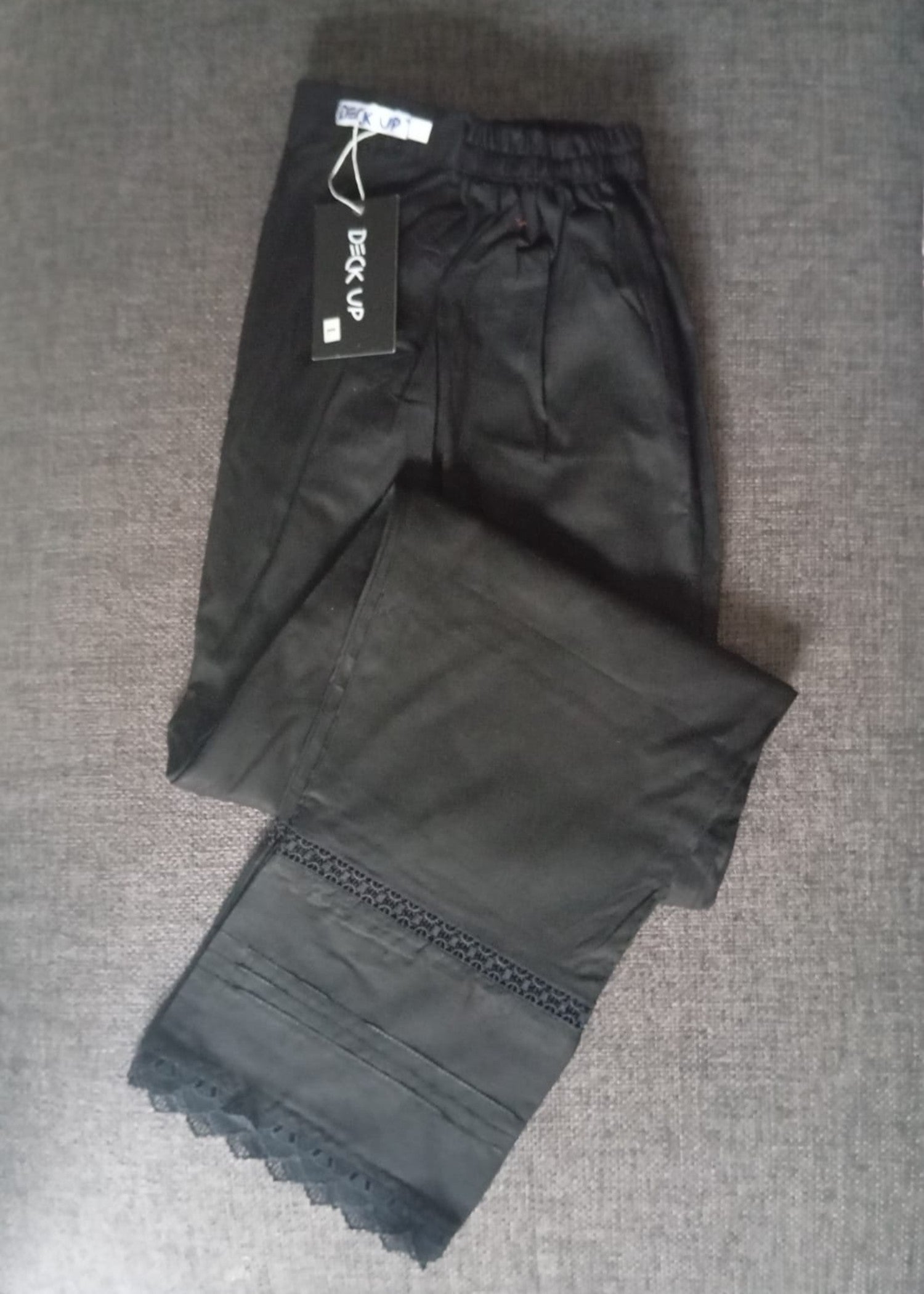 DECK UP Mesh Lace Trousers Black Women 1pcs