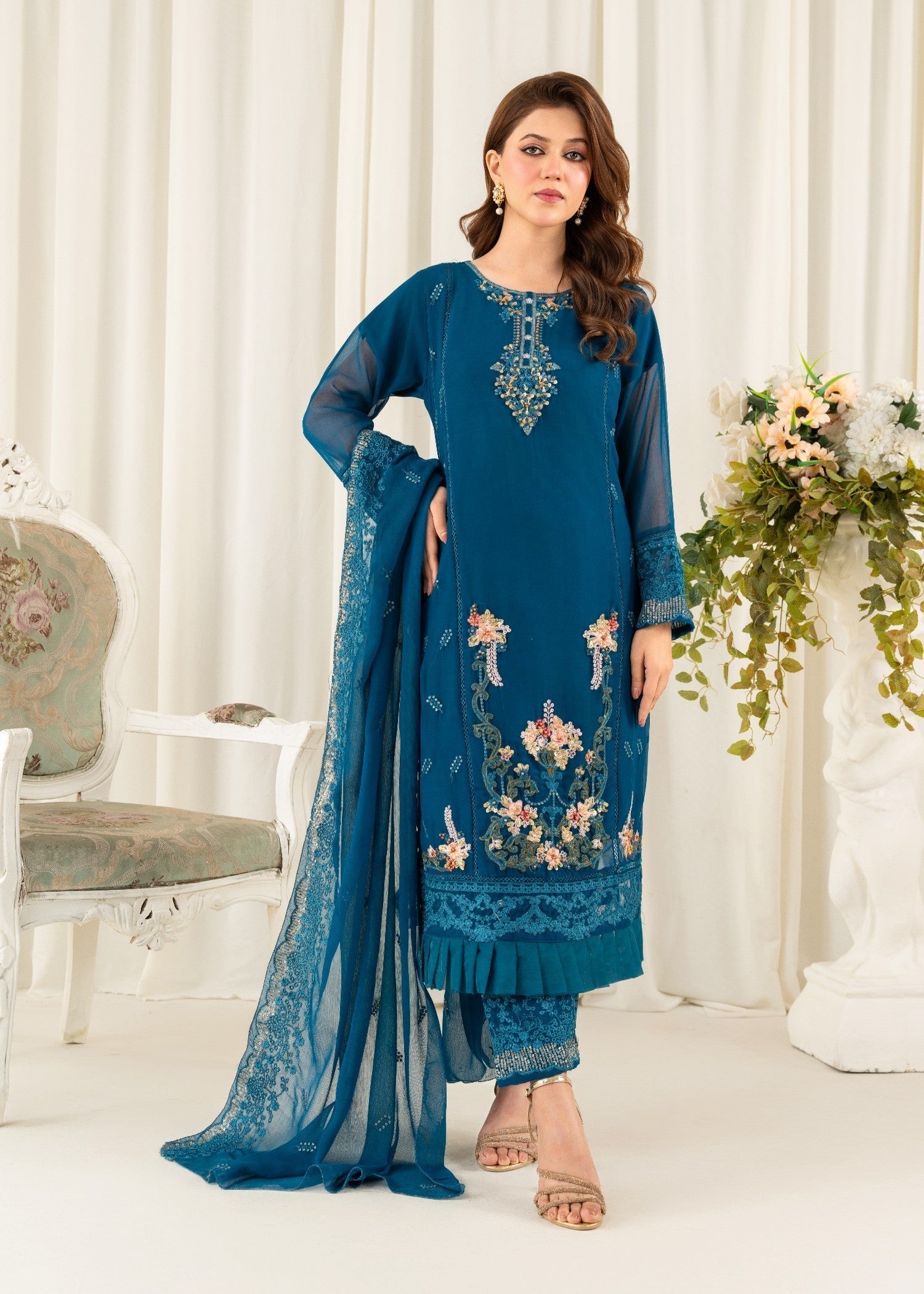 Four Season Boutique FRILL CHIFFON BLUE Women 3pcs