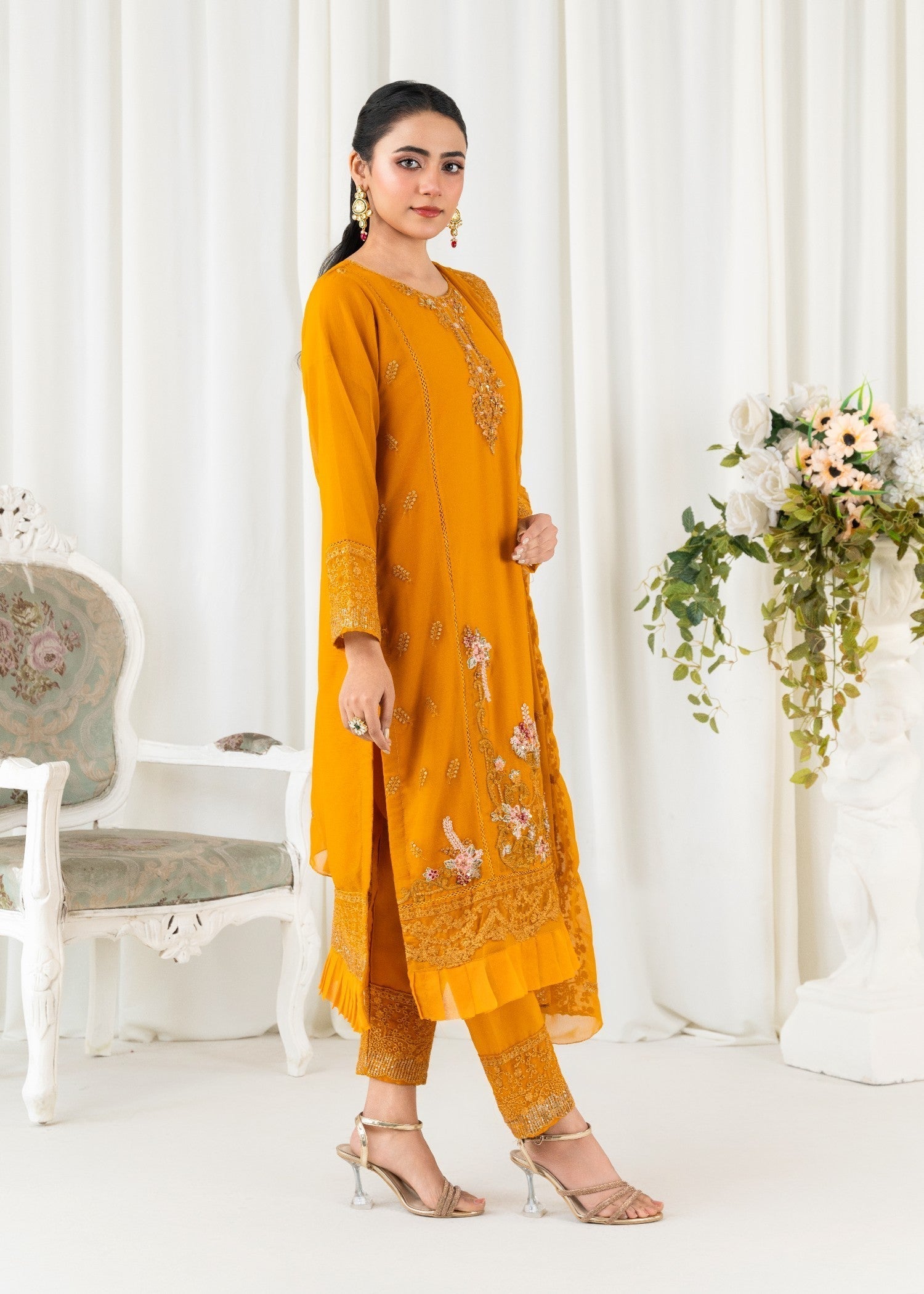 Four Season Boutique FRILL CHIFFON MUSTARD Women 3pcs