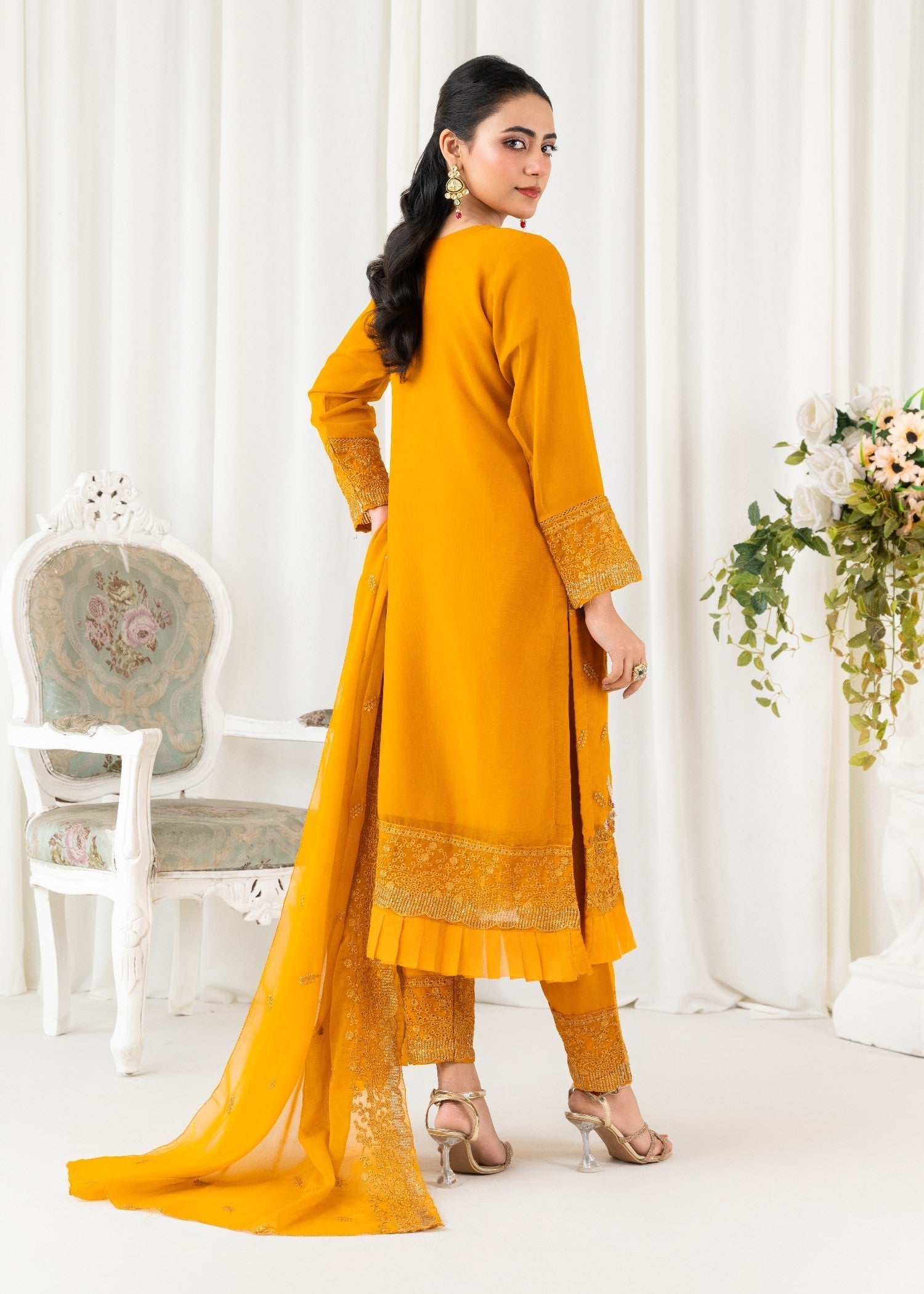 Four Season Boutique FRILL CHIFFON MUSTARD Women 3pcs