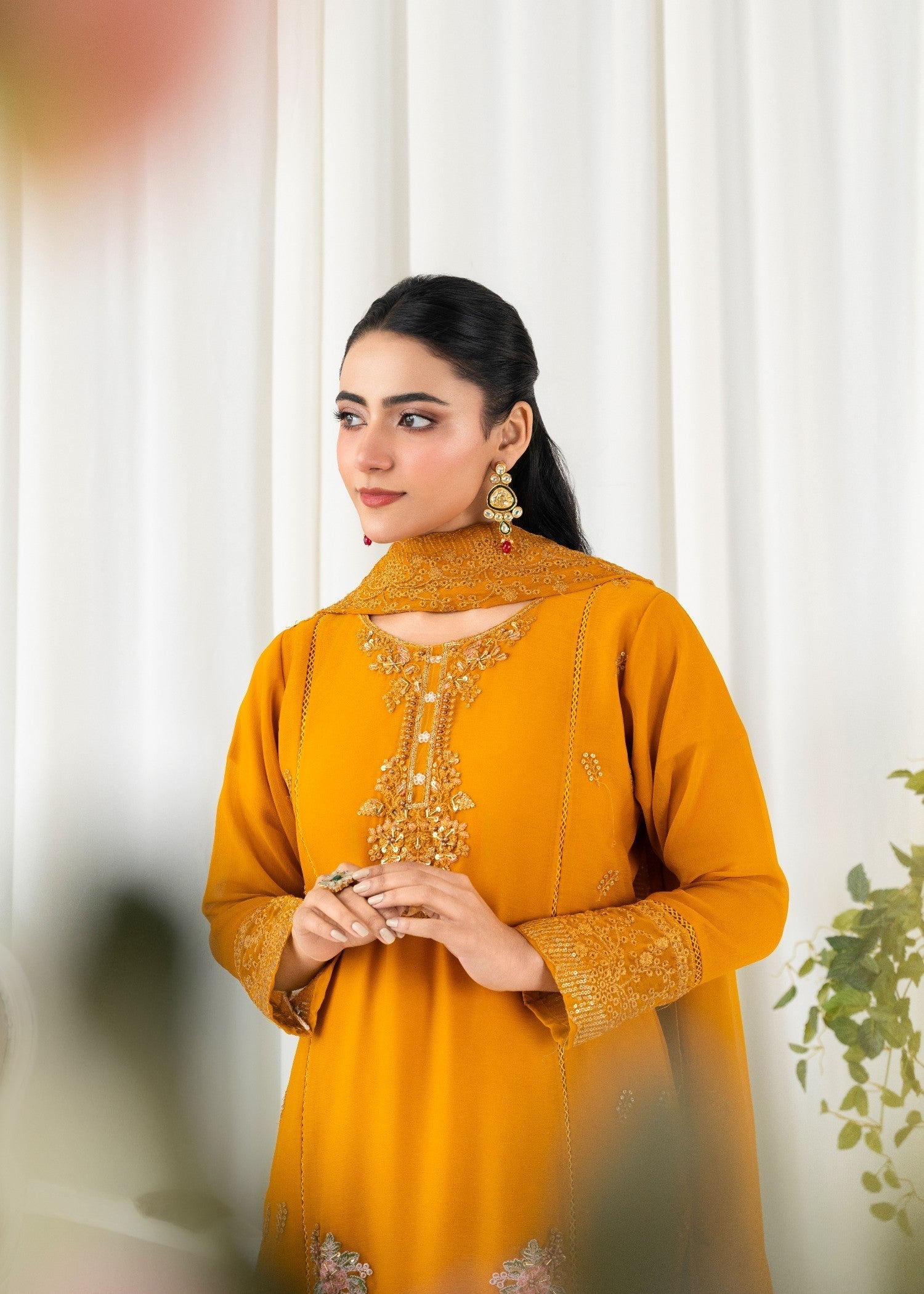 Four Season Boutique FRILL CHIFFON MUSTARD Women 3pcs