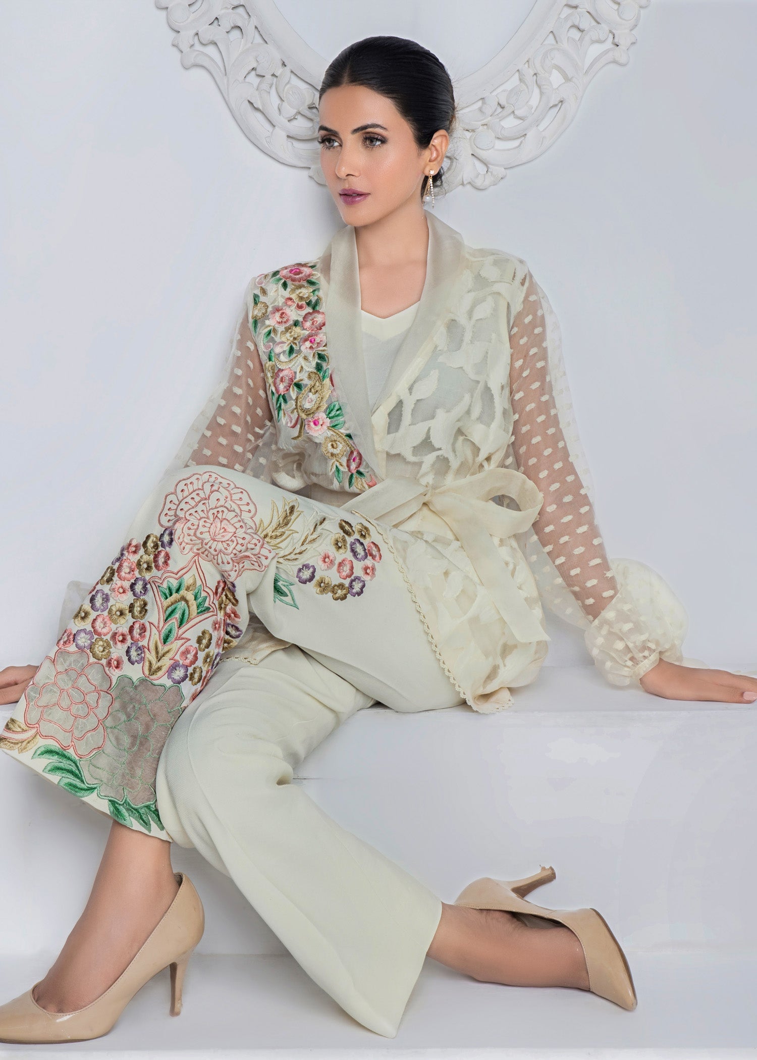 Ridah Naeem Ivory Tapestry Women 2pcs