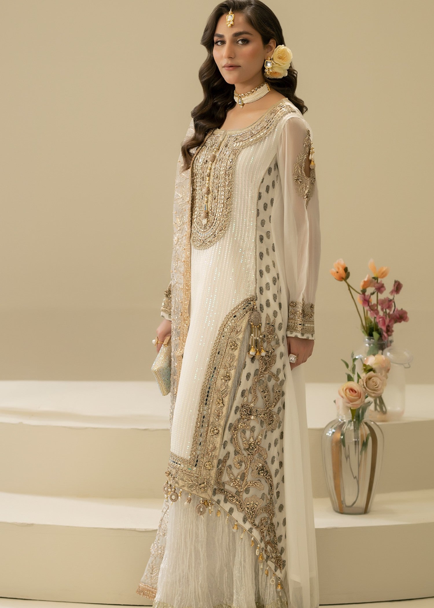 Khuda Baksh Creations M 109 White Women 4pcs