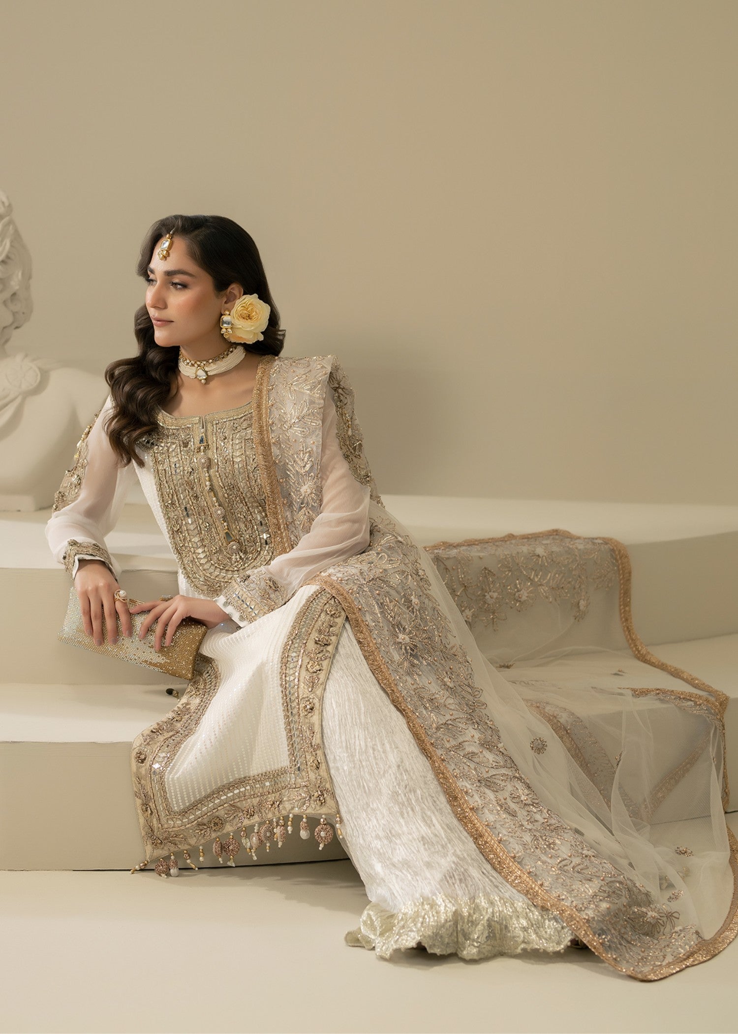 Khuda Baksh Creations M 109 White Women 4pcs