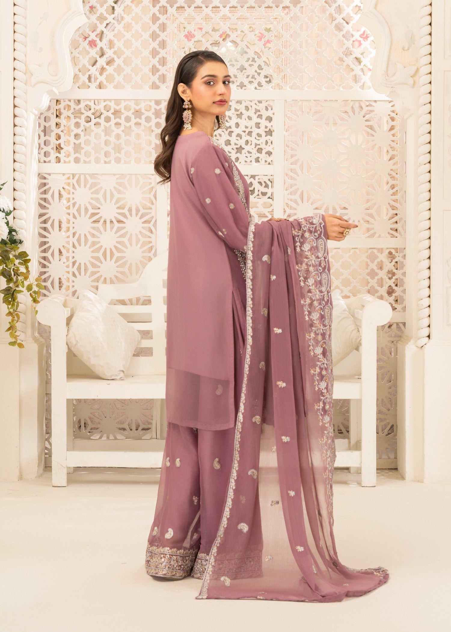 Four Season Boutique DILRUBA CHIFFON MAUVE Women 3pcs