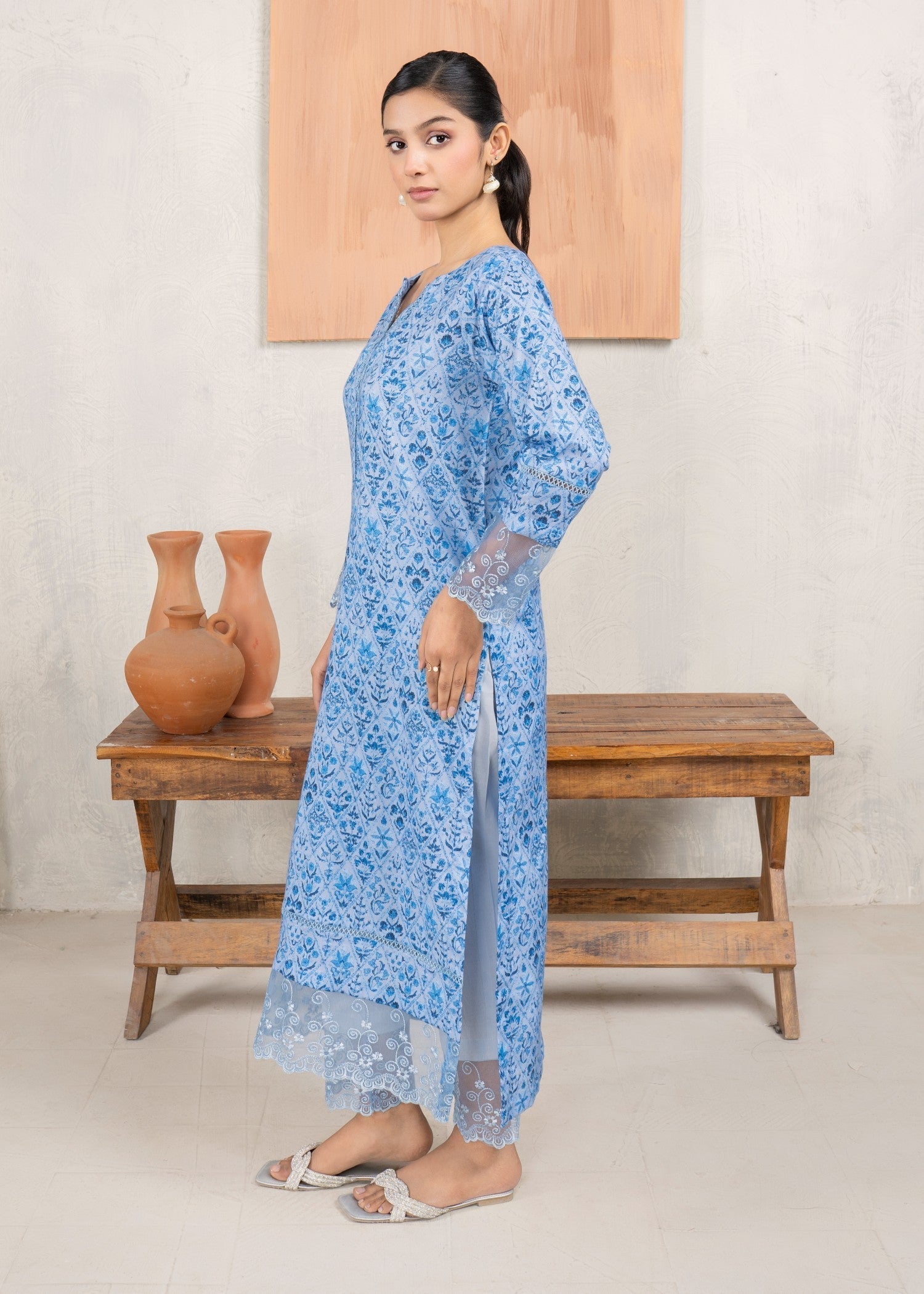Ahlam By Safa Textile Wrinkle printed Co Ord Set Women 2pcs