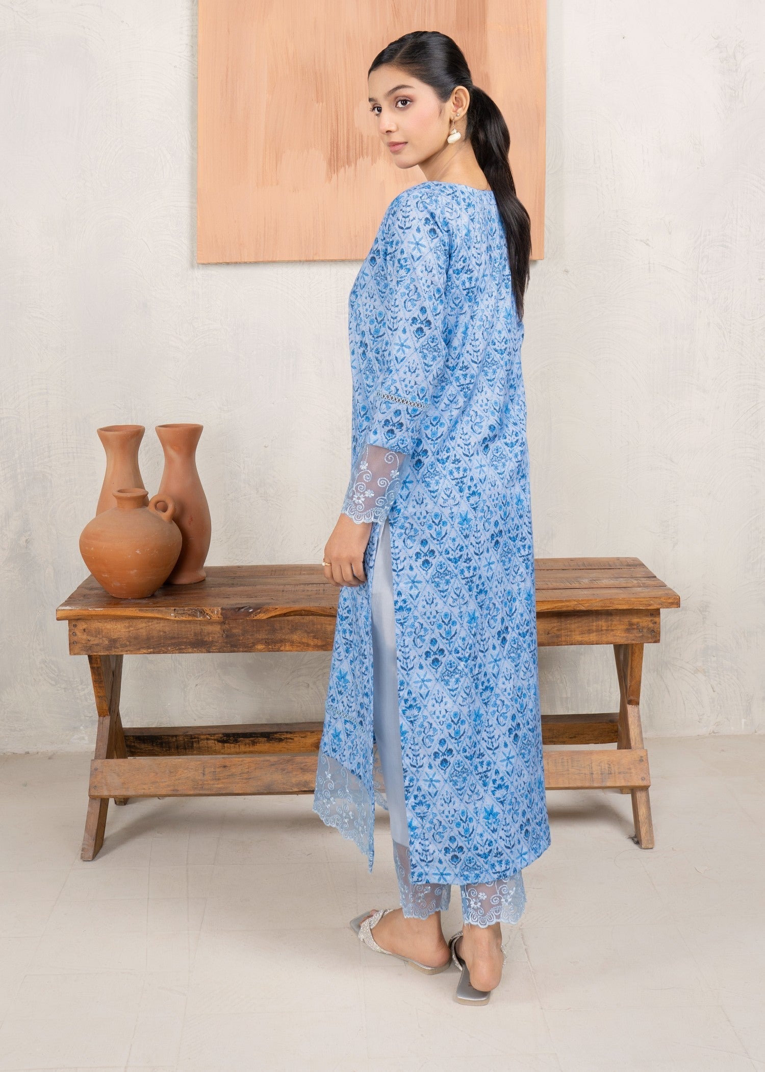 Ahlam By Safa Textile Wrinkle printed Co Ord Set Women 2pcs