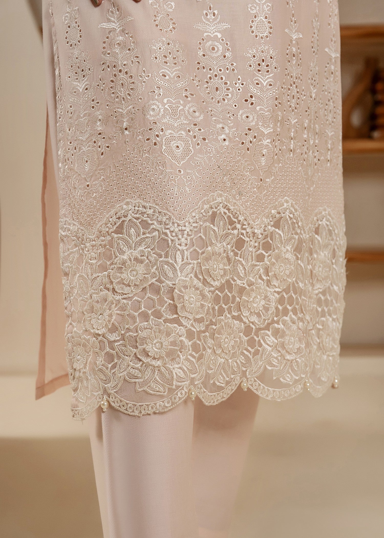 Khubsurat 3854 KH CT Peach Embroidery Long Shirt Coton Women 3pcs