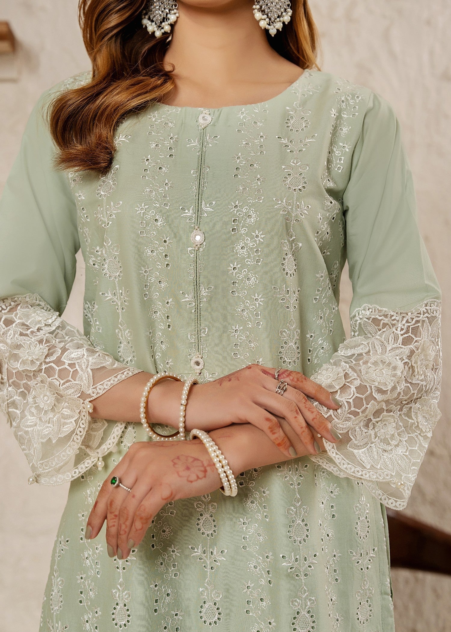 Khubsurat 3854 KH CT Pista Embroidery Long Shirt Coton Women 3pcs