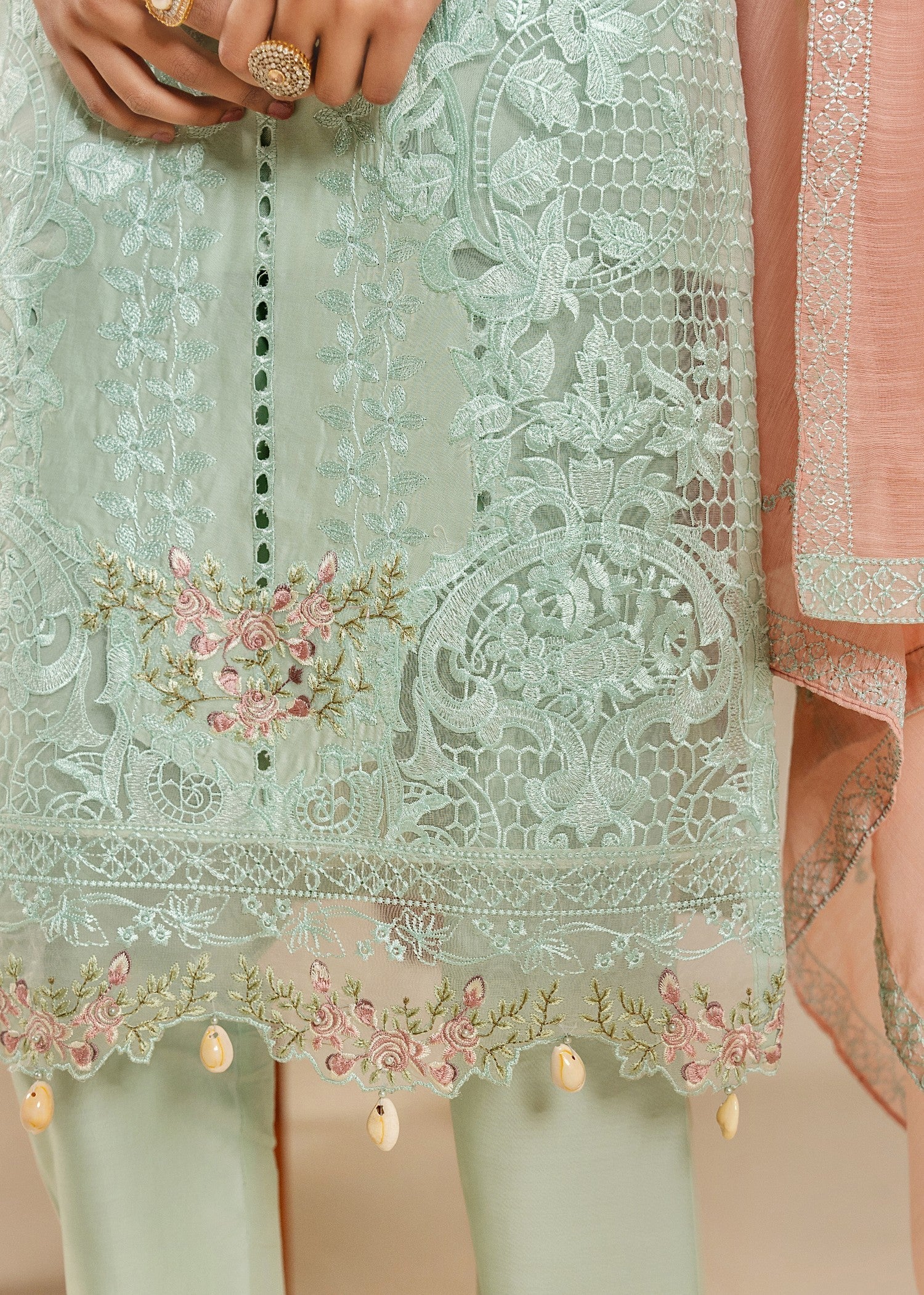 Khubsurat 4114 KH CT Pista Embroidery Long Shirt Cotton Women 3pcs