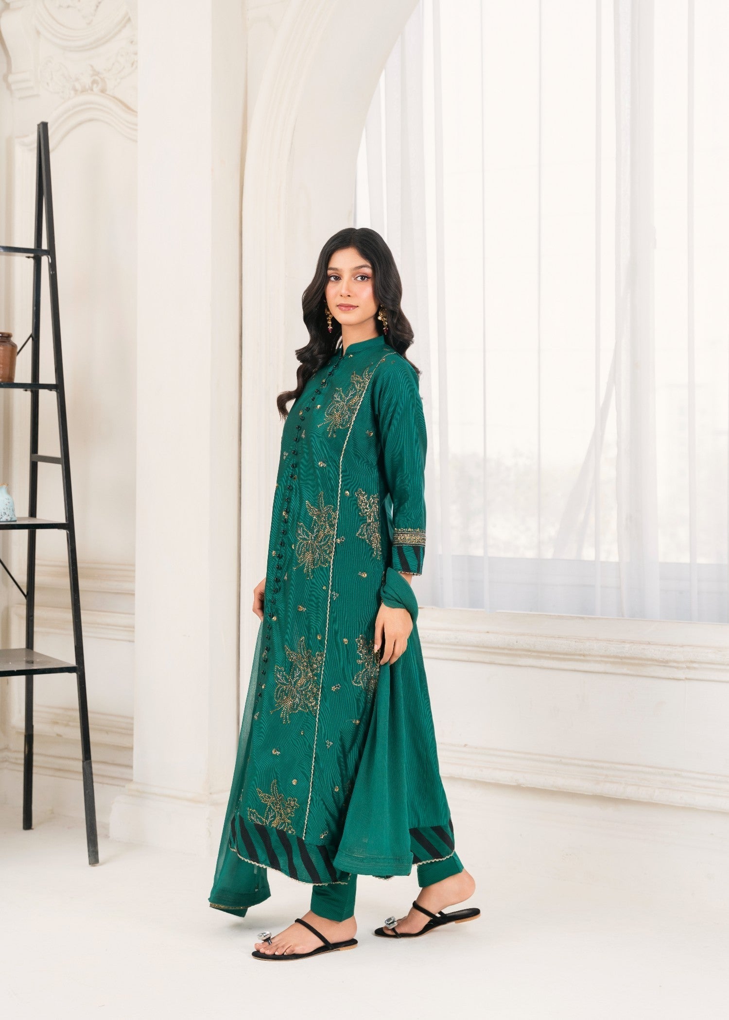 Khubsurat 3389 KH S.KTN Bottle Green Embroidery Women 3pcs