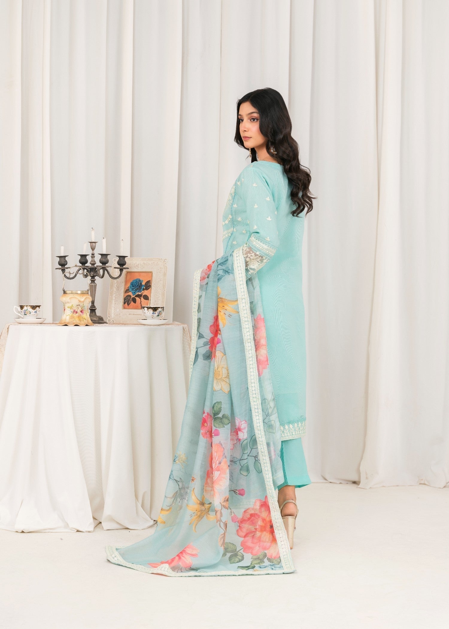 Khubsurat 3307 KH OR NT Sky Blue Embroidery Women 3pcs