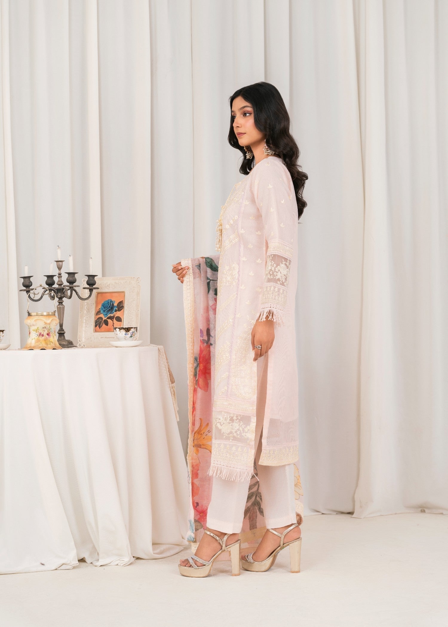 Khubsurat 3307 KH OR NT Baby Pink Embroidery Women 3pcs