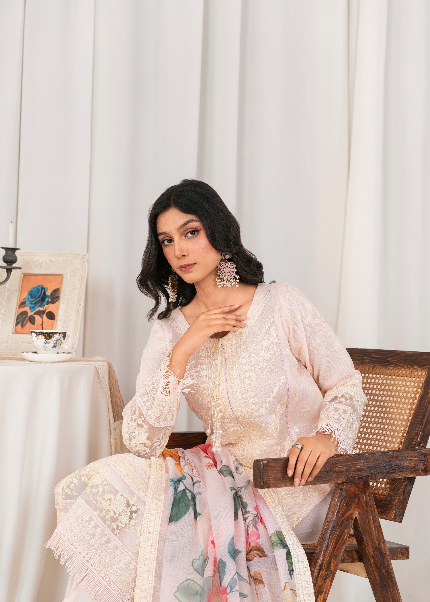 Khubsurat 3307 KH OR NT Baby Pink Embroidery Women 3pcs