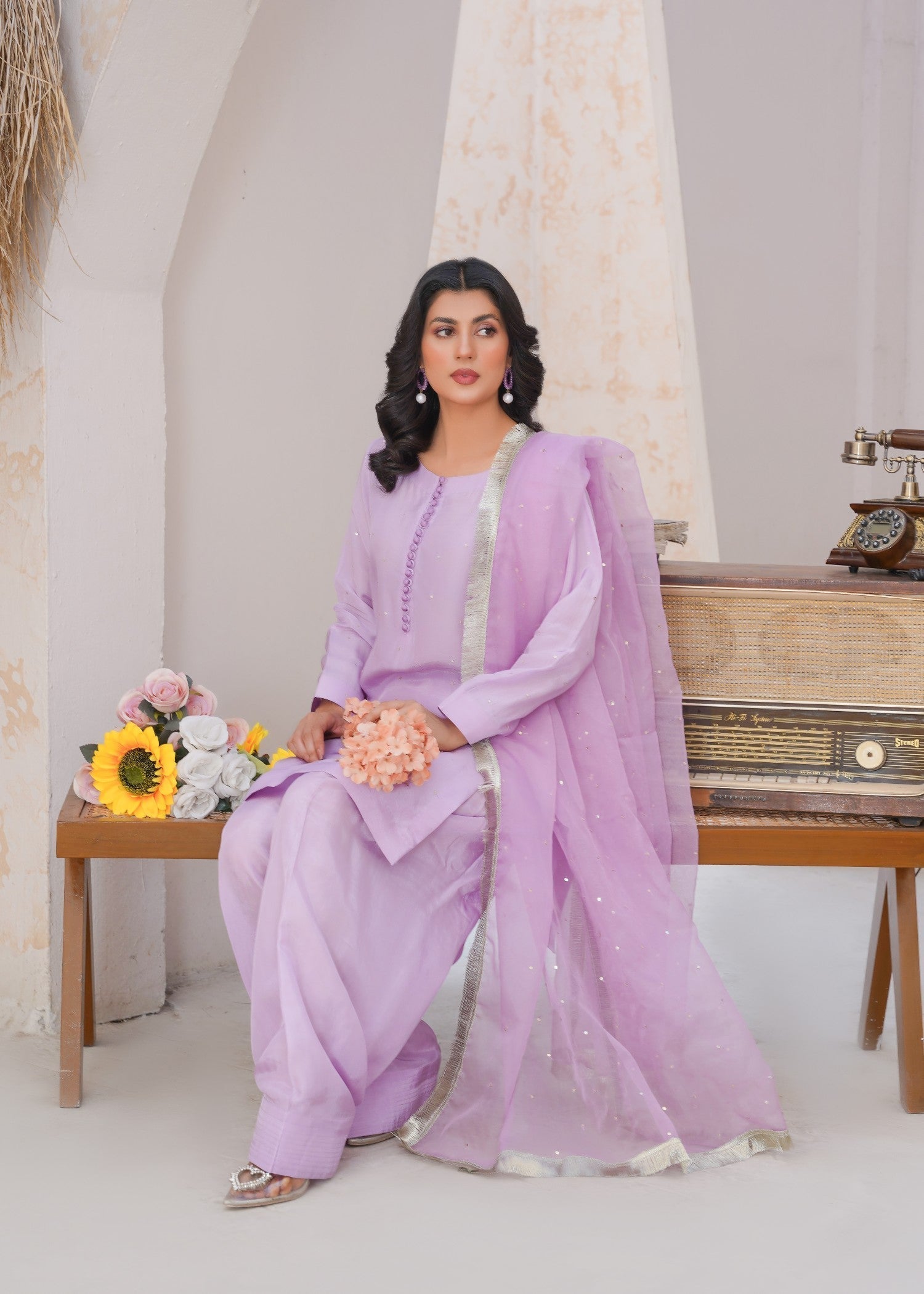 Kashaf lilac Farshi shalwar Women 3pcs