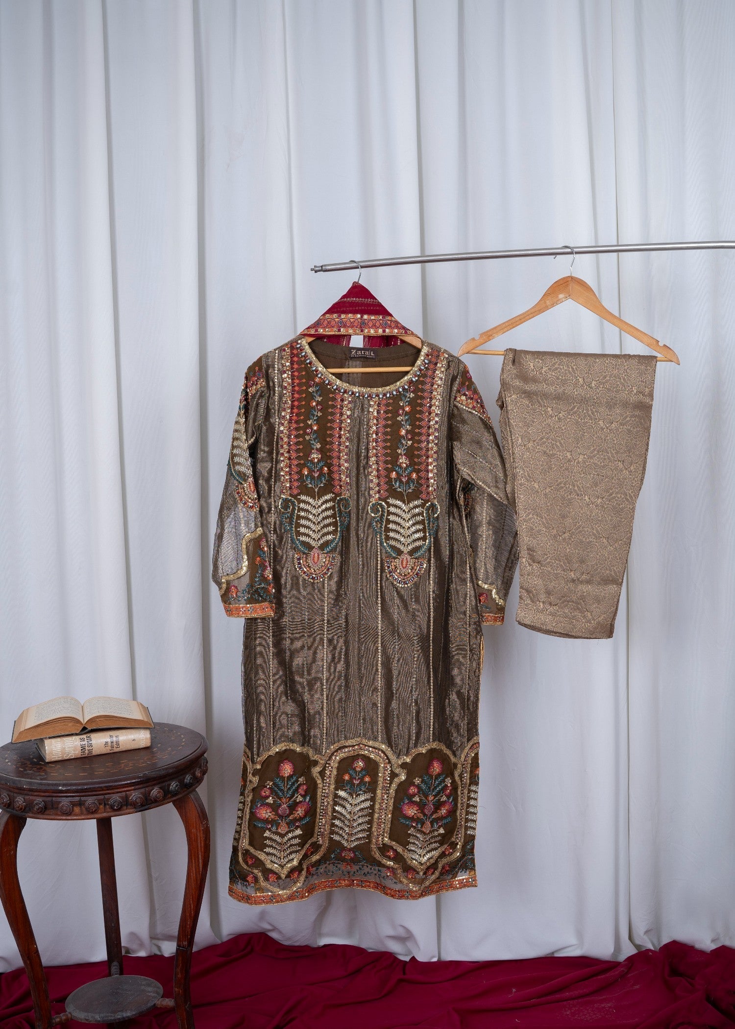 Zara Creation Kurta Set Mocha Women 3pcs