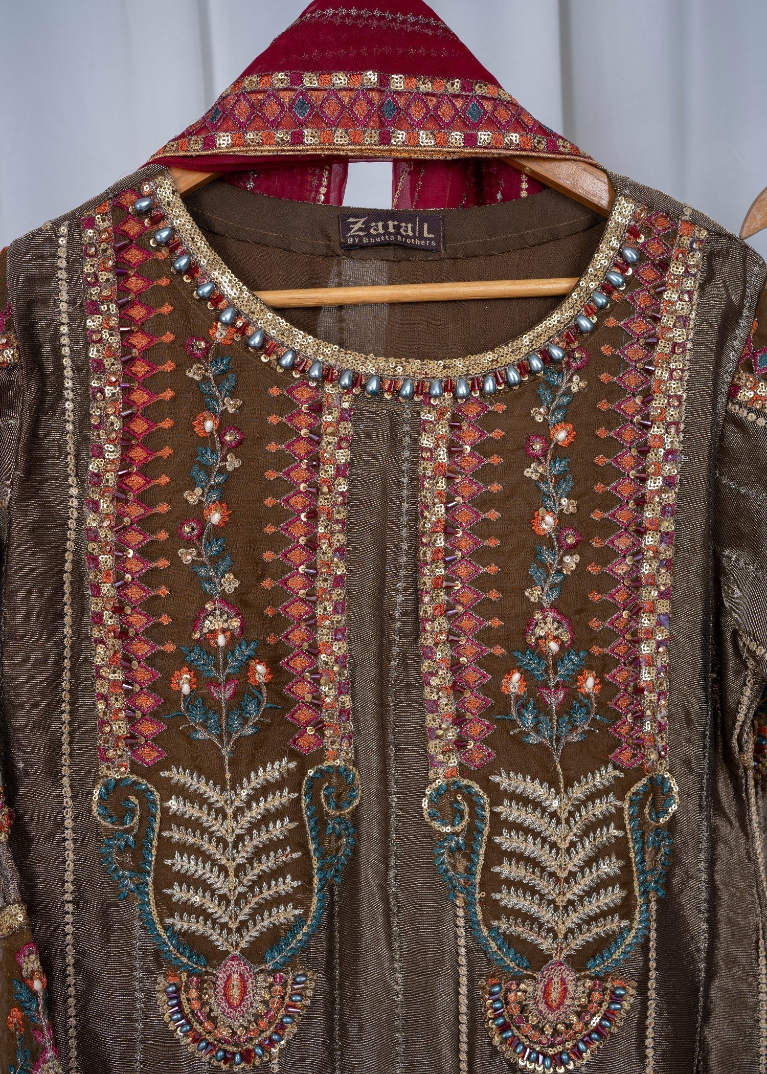 Zara Creation Kurta Set Mocha Women 3pcs