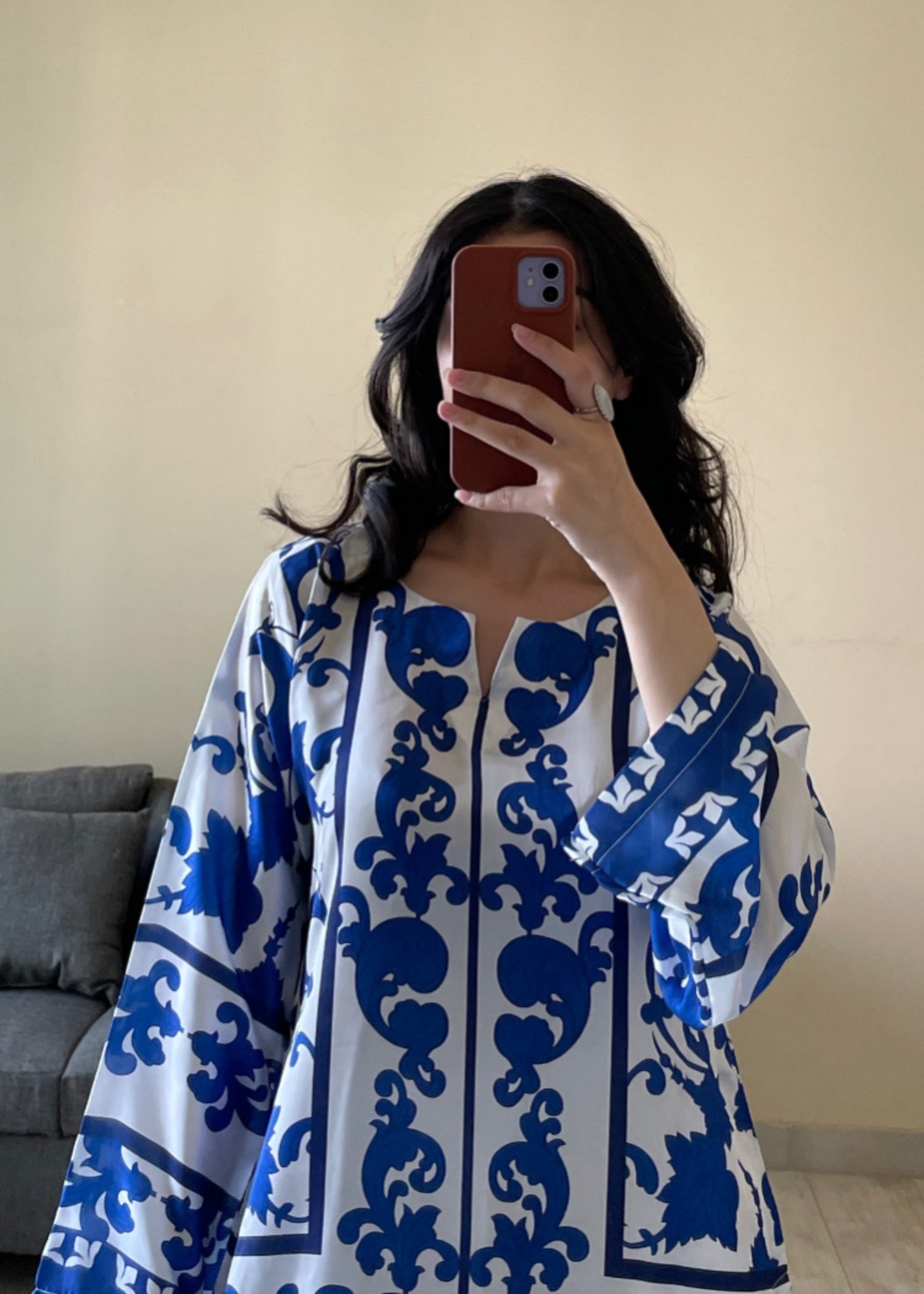 Ayesha B white&blue printed silk Women 2pcs