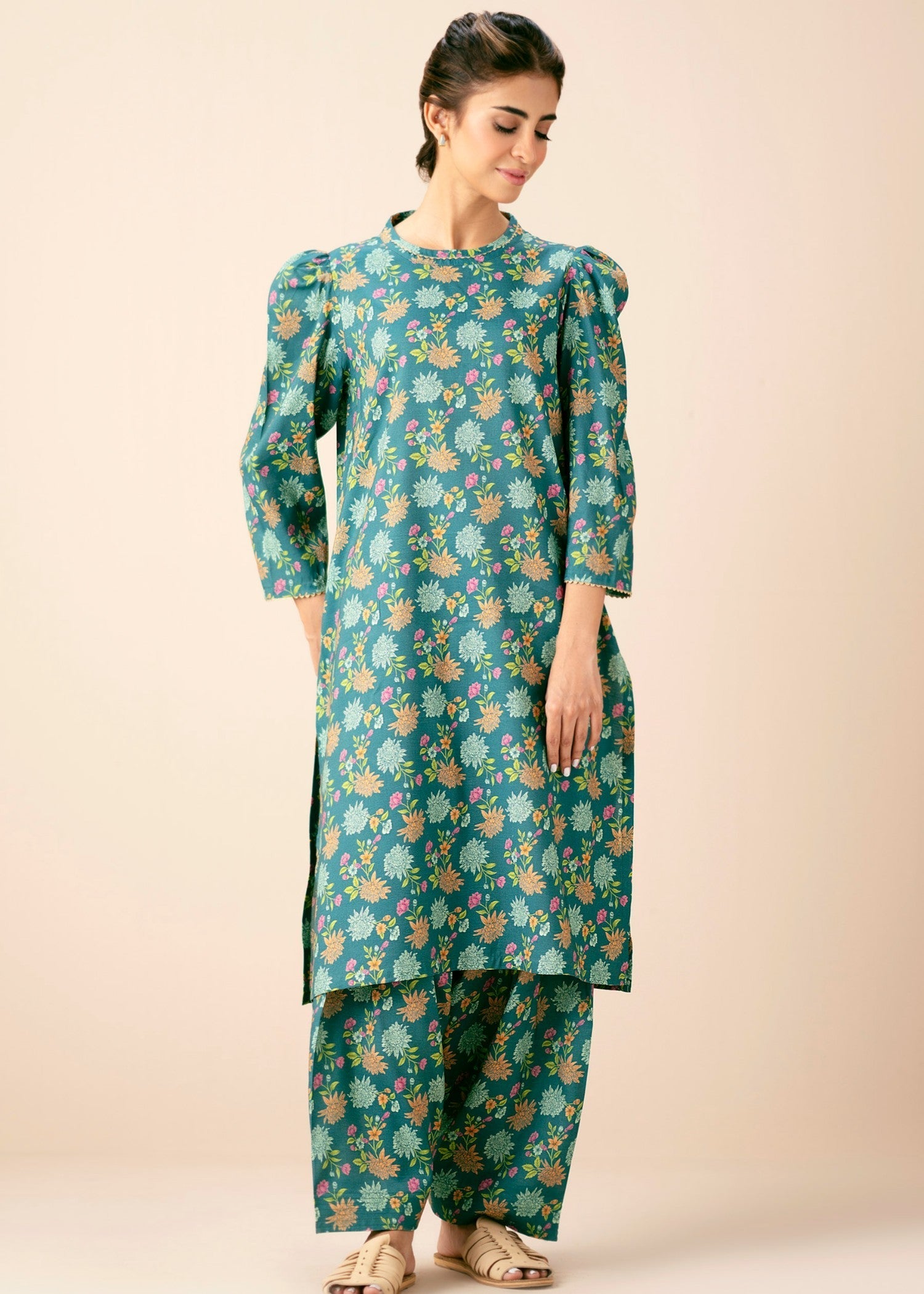 Zeen Stitched Printed Raw Silk Suit WLM24183 Women 2pcs