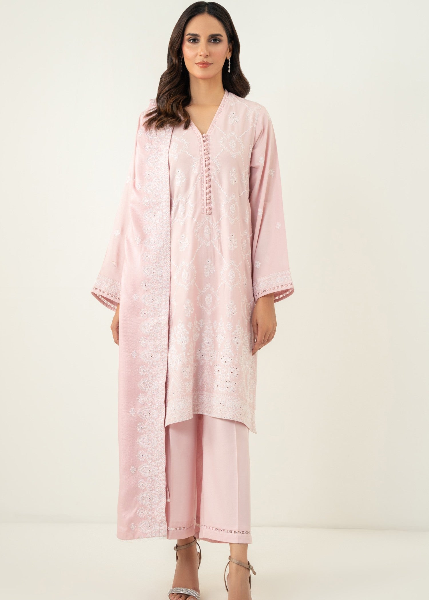 Zeen Stitched Embroidered Viscose Crepe Chikankari Suit WLM34675 Women 3pcs