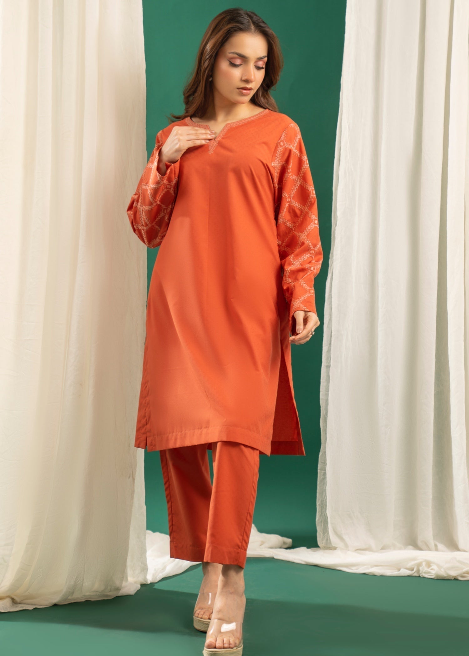 Zouj RUST EMBROIDERED SET Women 2pcs