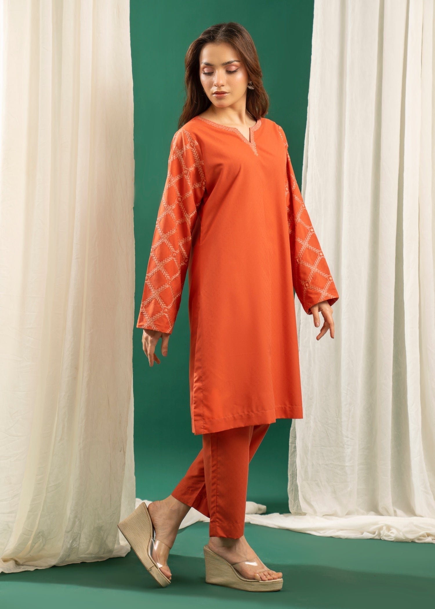 Zouj RUST EMBROIDERED SET Women 2pcs