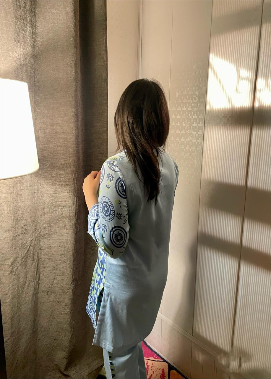 Urban Cut Cotton Printed Co Ord Set Blue Women 2pcs