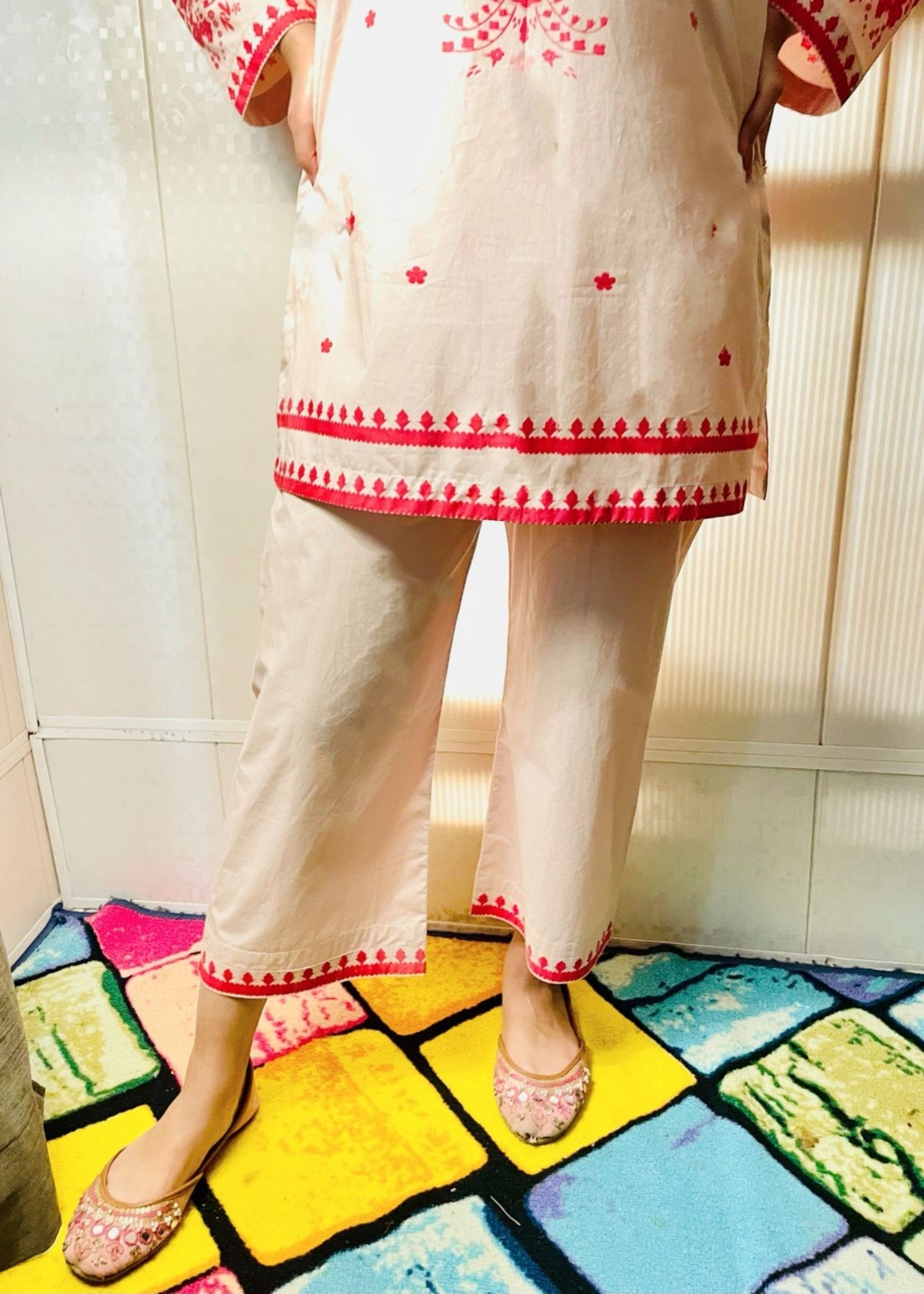 Urban Cut Cotton Printed Co Ord Set Peach / Pink Women 2pcs