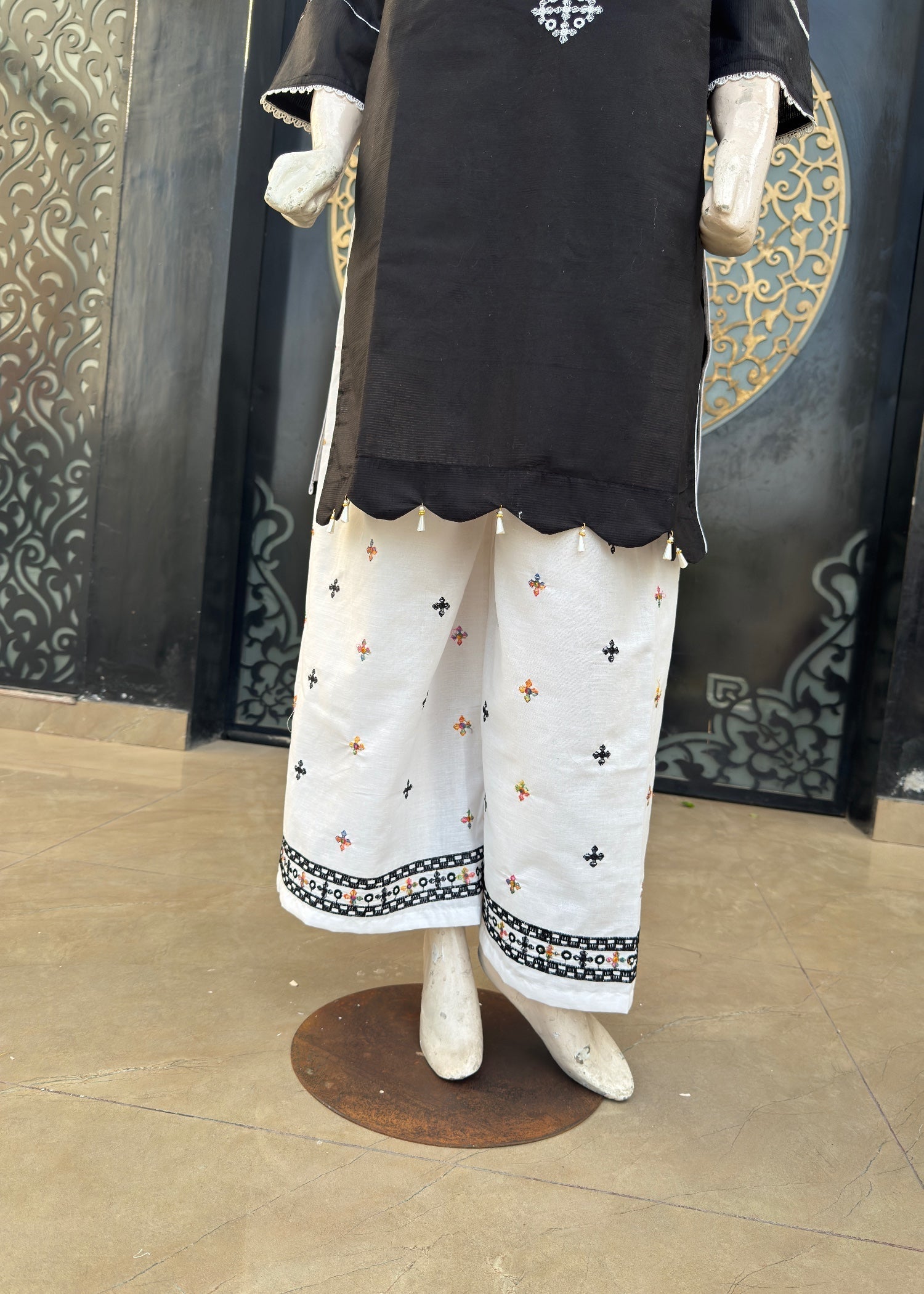 Noir Cotton Stitched Dress Black(p) Women 3pcs