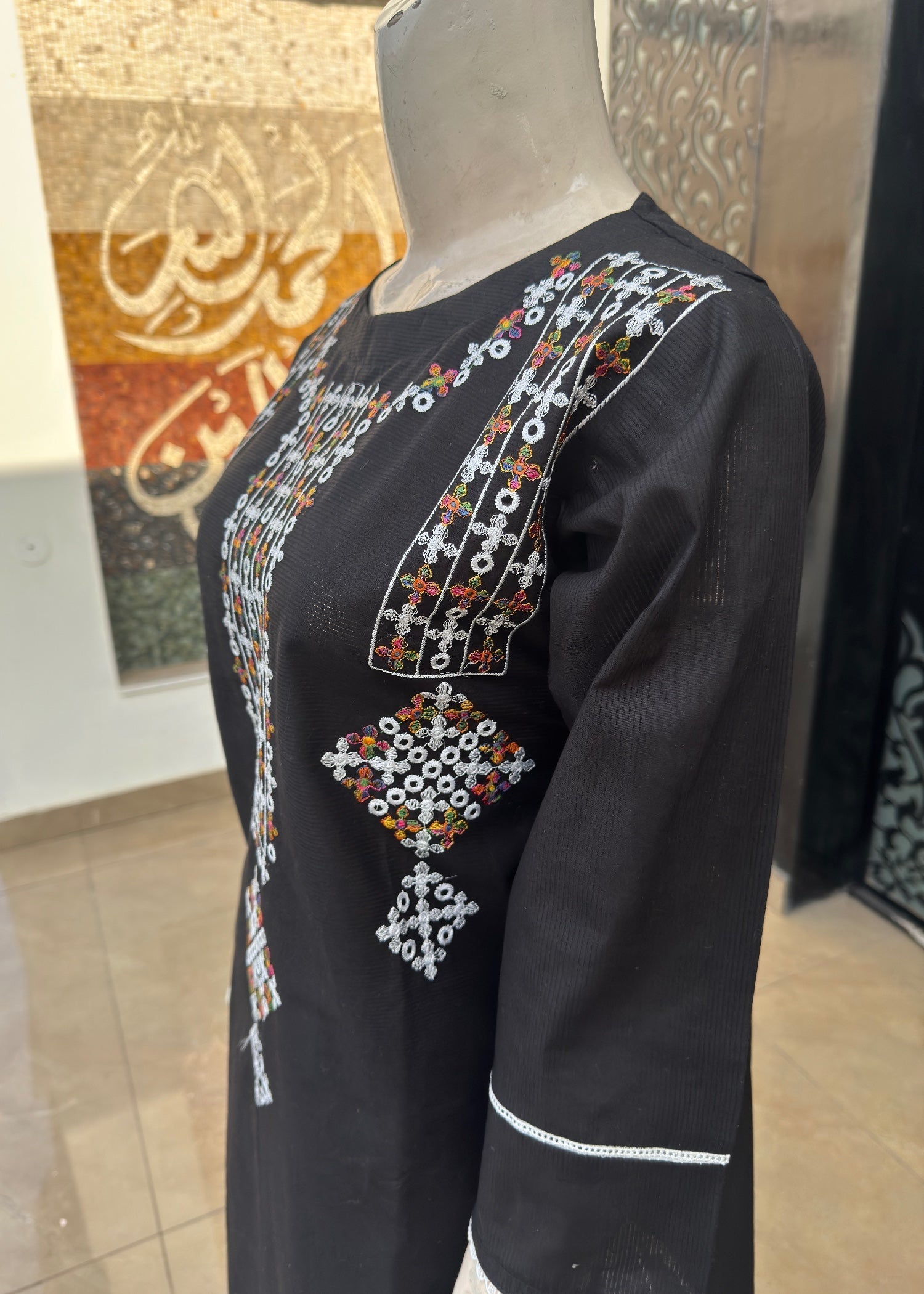 Noir Cotton Stitched Dress Black(p) Women 3pcs